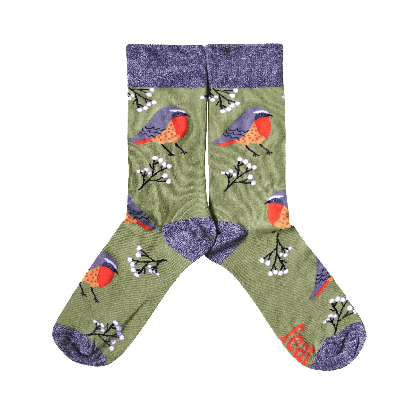 Feat Sock Co Unisex Robin Cotton Crew Socks – Fun Design, Uk Sizes 4–7 & 8–11 (Uk, Numeric, 4, 7, Regular, Regular, )