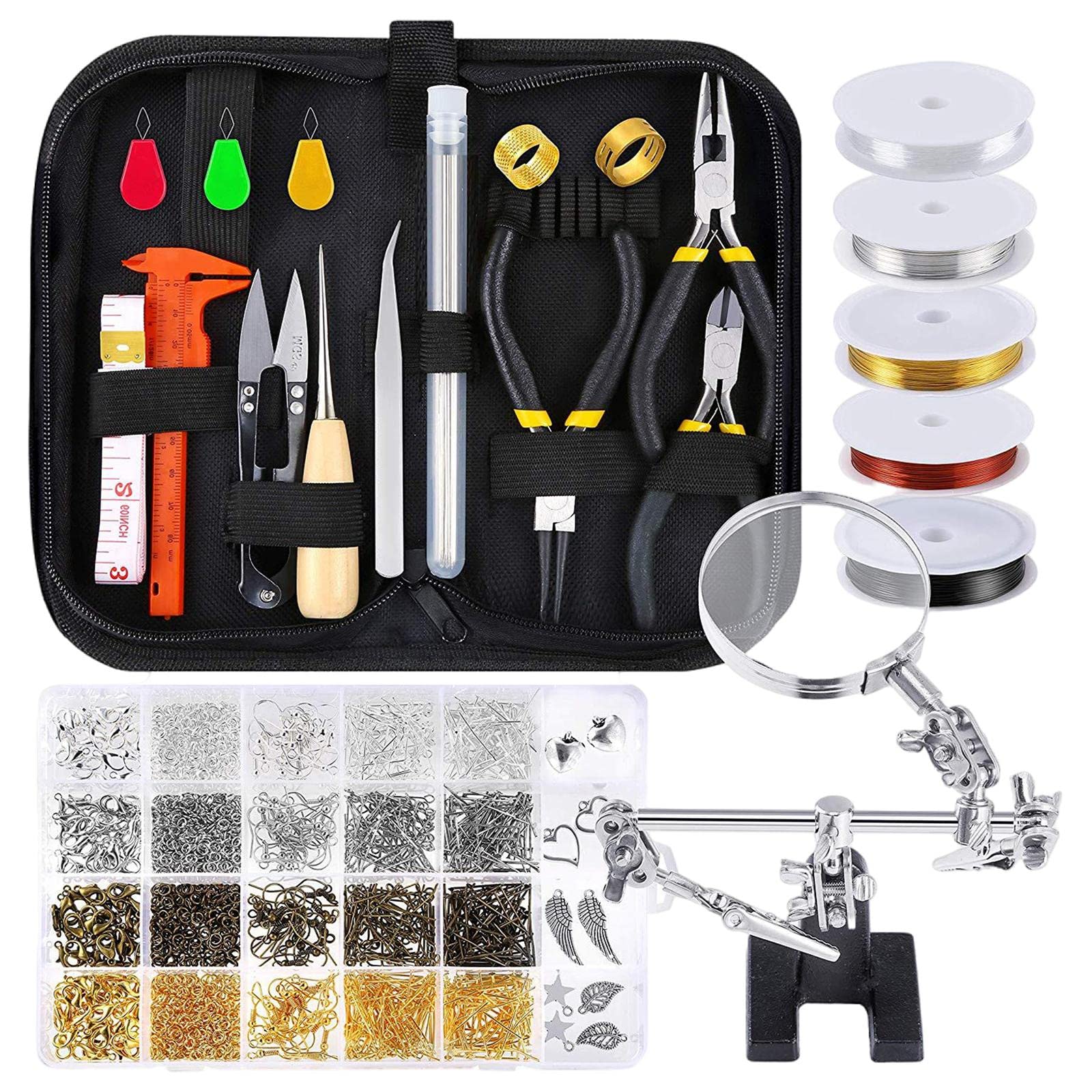 Set di Strumenti per La Creazione di Gioielli, Set di Accessori per Gioielli con Pinze per Gioielli, Strumenti per Realizzare Braccialetti, Orecchini,