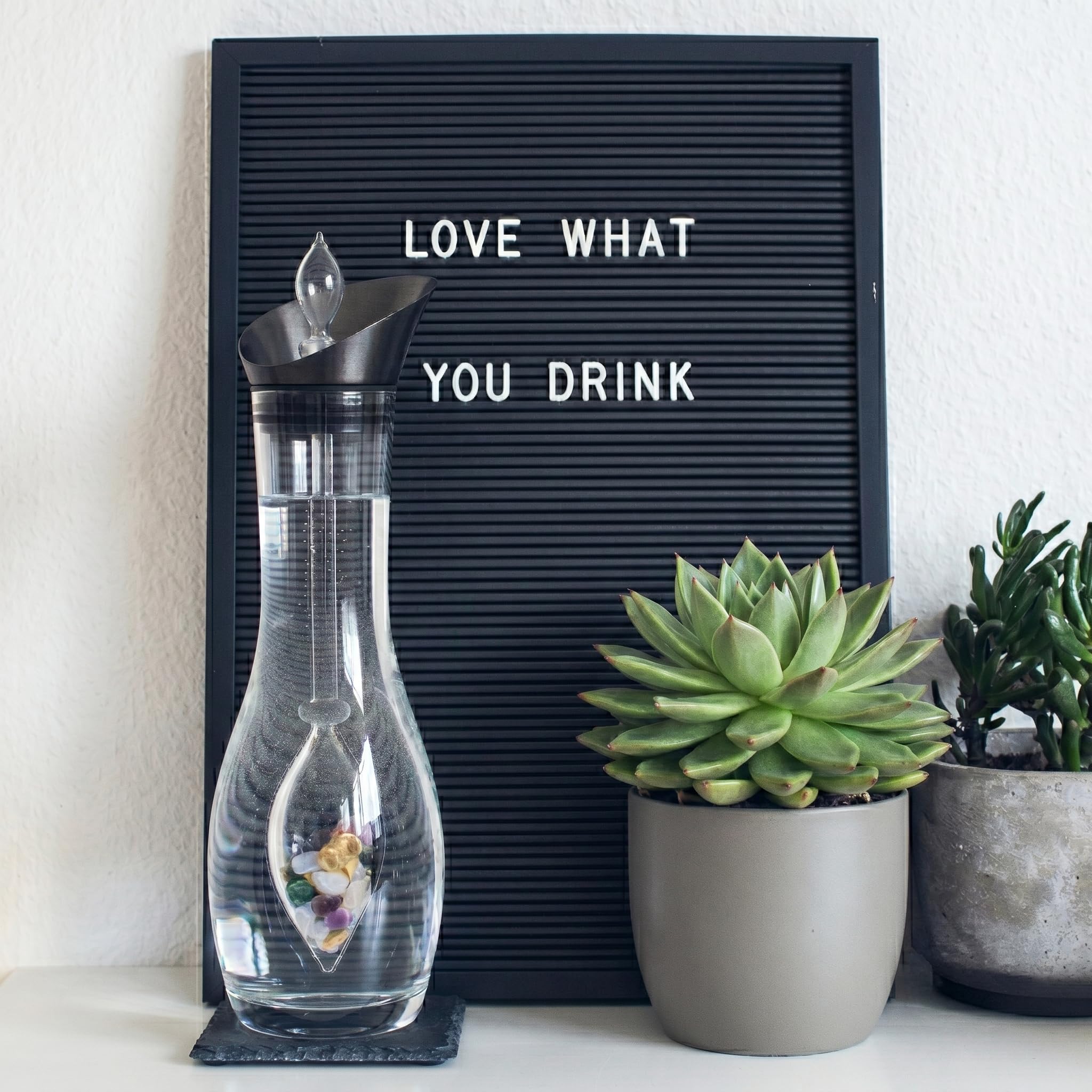 Nuevo! Vitajuwel Decantador Era con 5 Elementos Bohemio Soplado Cristal Garrafa para Piedra Vial 1.3L