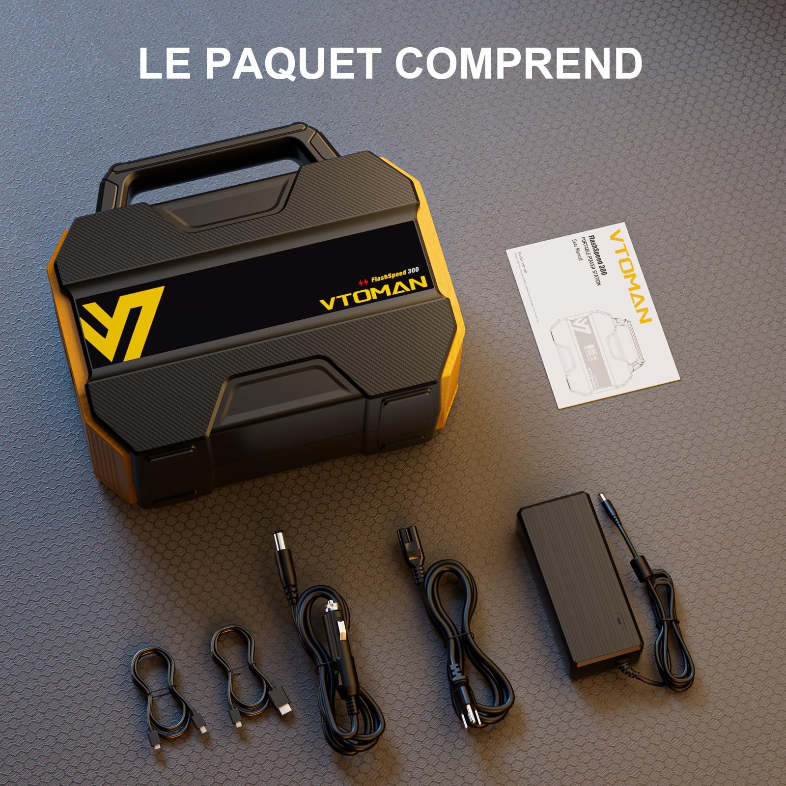 VTOMAN FlashSpeed 300 Station Électrique Portable, LiFePO4 230Wh, 3,18 kg | 300W (Pico 600W) Charge Rapide, Générateur Solaire, Sorties 100W USB-C/230V AC pour Camping, Domestique, Pêche