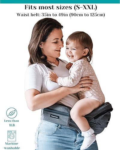 Miniatura 5 de Portabebés de cadera - Nuevo diseño de banco ergonómico, múltiples bolsillos y soporte lumbar y materiales transpirables para recién nacidos y niños