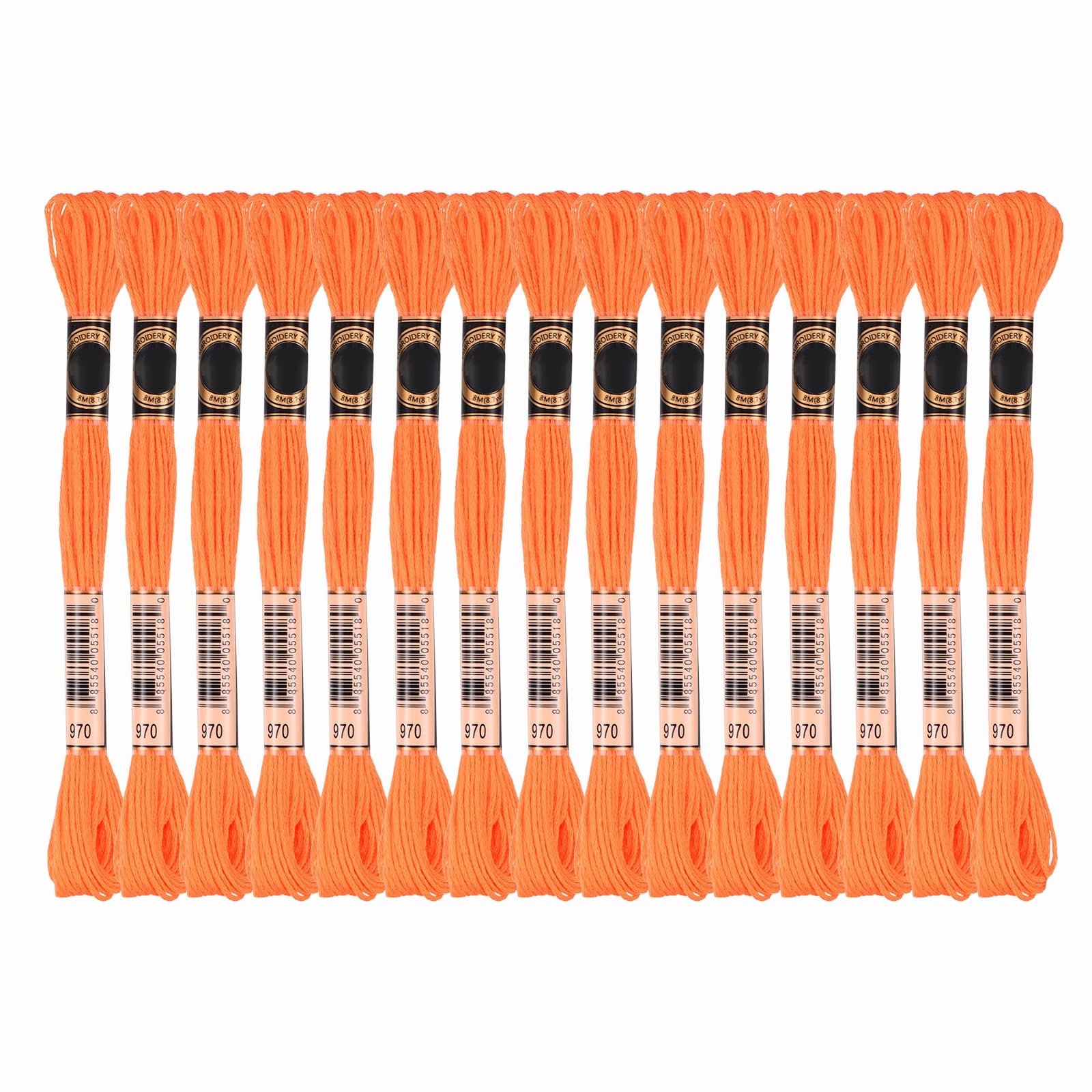 PATIKIL 15 Skeins Embroidery Floss, Solid Colors Polyester Embroidery Threads Friendship Bracelets String for Cross-Stitch Hand Embroidery, Orange