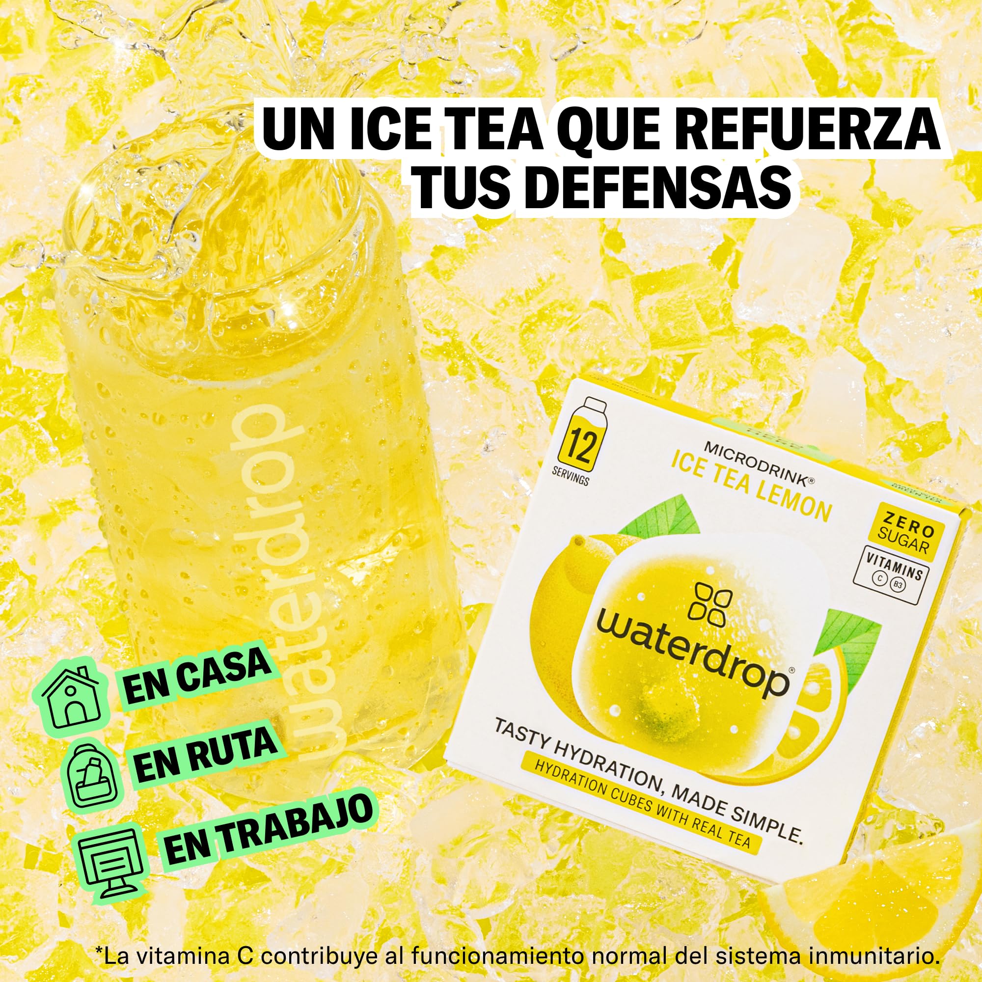 waterdrop® Té Frio Mix, 36 Pastillas Saborizantes Para Agua Sin Azúcar, Te Verde y Negro, 3 Sabores Agua: Melocotón, Limón, Frambuesa, Refresco Instantaneo, Infusiones Variadas Polvo, Ice Tea