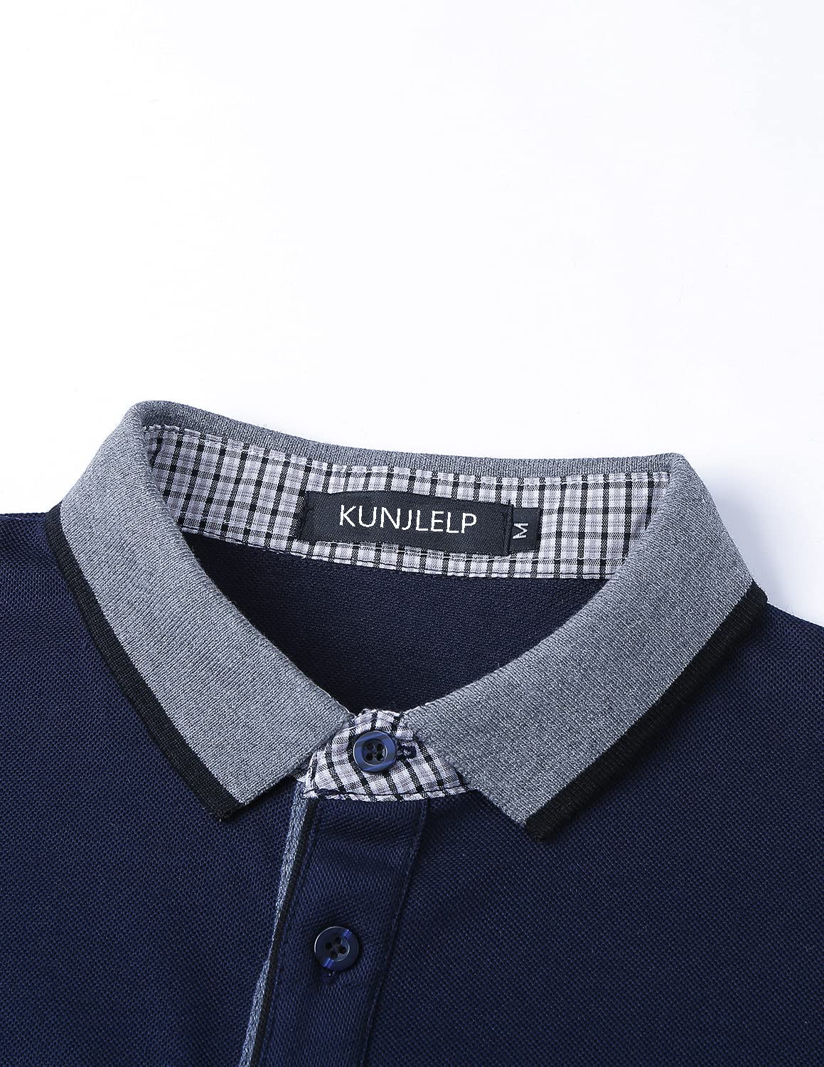 KUNJLELP Polo da Uomo con Tasca T Shirt Manica Corta M-3XL Chic Colletto a Quadri Maglietta Uniformi