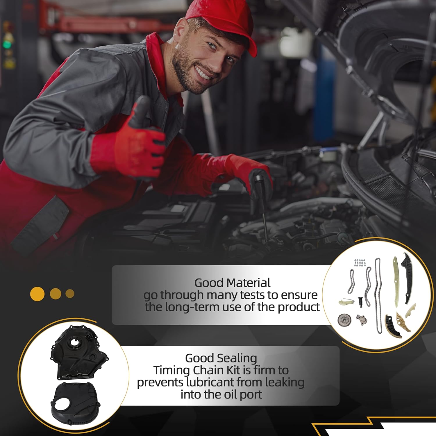 EA888 Engine Timing Chain Kit Timing Cover Tensioner Guide Rail Kit replacement fit for Audi A4 A6 Q5 TT fit for Volkswagen Tiguan Passat Jetta GTI Beetle 1.8T 2.0T 06-17