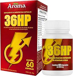 36 HP Cápsulas de Energia, Suplemento Energético 100% Natural, Açaí e Guaraná