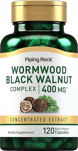Piping Rock Cápsulas de nogal negro de ajenjo de 400 mg | 120 unidades | Complejo de extracto de hierbas | Suplemento sin OMG, sin gluten