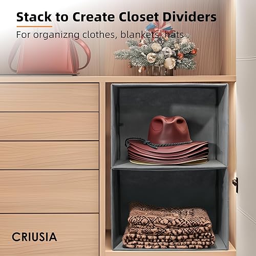 Miniatura 7 de Paquete de 7 cubos organizadores de armario, 2 tamaños, organizador de armario con asas, organización del hogar de tela y cestas de almacenamiento