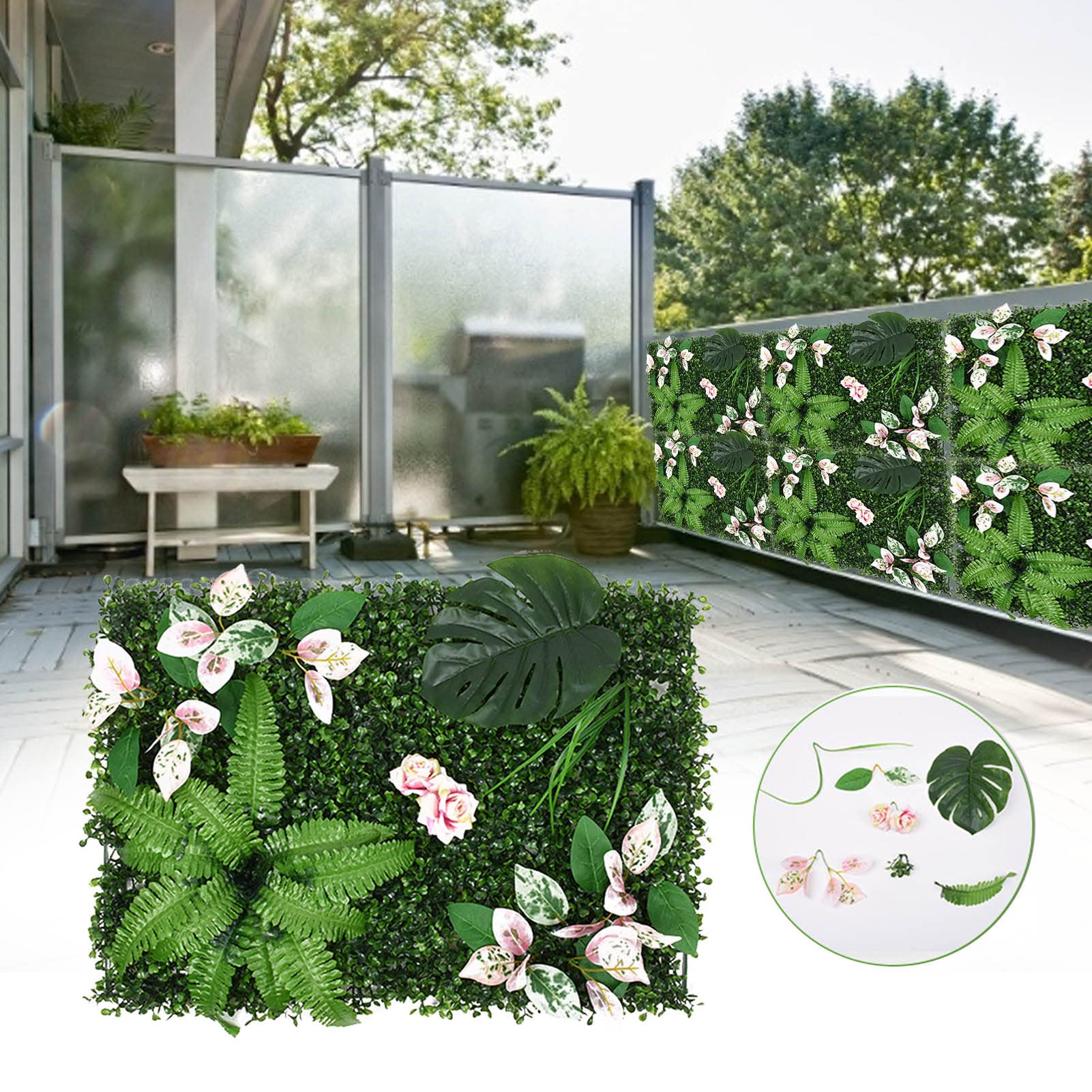 Haie Artificielle Mur Végétal 60x40cm - Gazon Artificiel Pour Décoration Intérieure/Extérieure - Mariage, Balcon, DIY