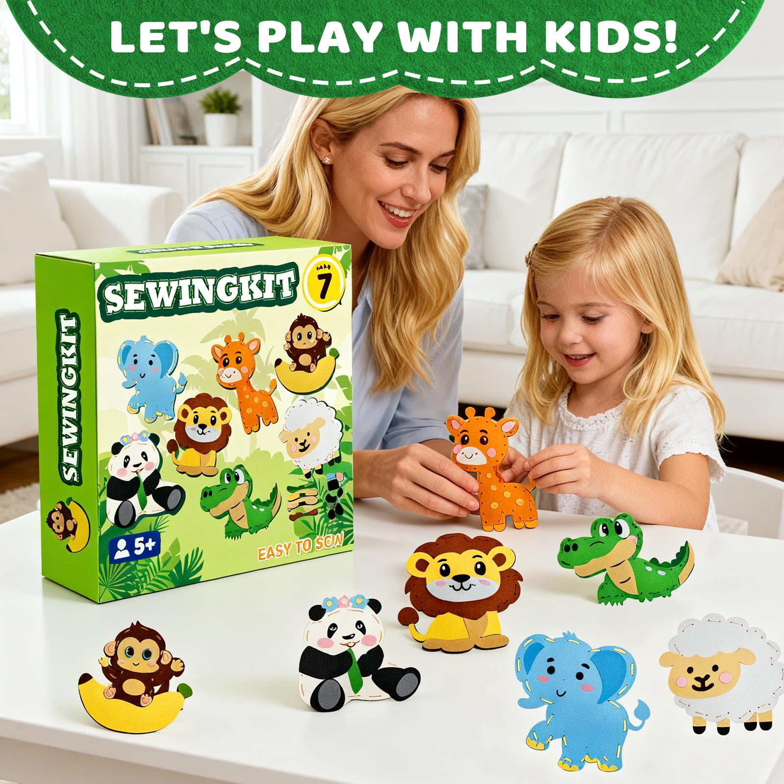 powerful xishan Kit de costura para niños, manualidades de fieltro de | 7 proyectos de animales de fieltro gruesos y fáciles para principiantes, juego de manualidades de costura