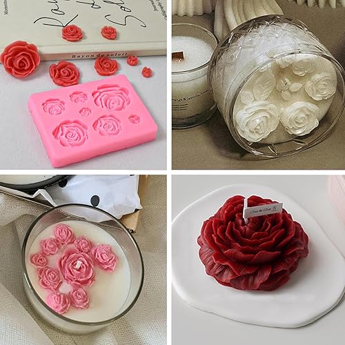 Miniatura 7 de 8 moldes de peonía de cuatro tamaños grande + mediano + pequeño + extra pequeño + molde de silicona para hojas de peonía, molde de rosa con aguja