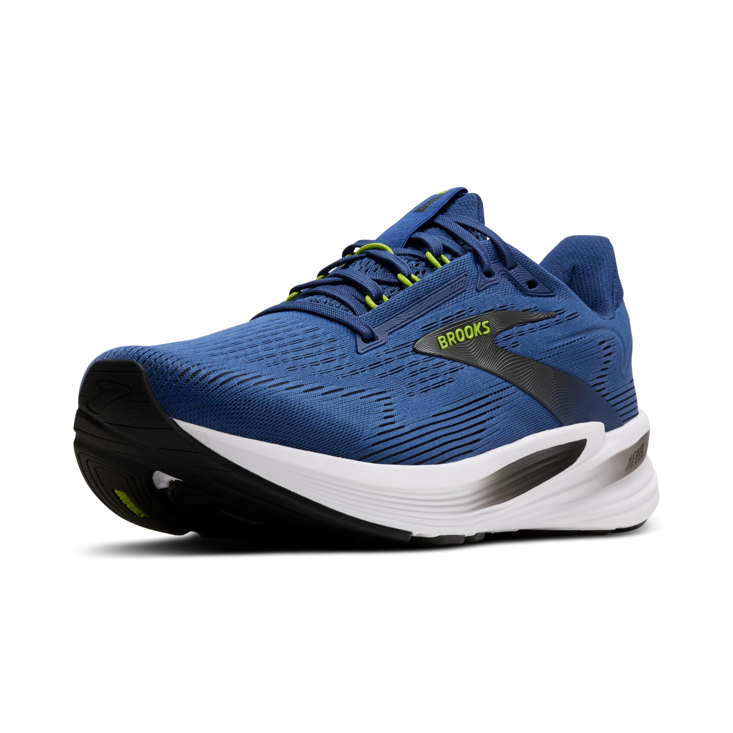 BROOKS Mens Revel 8 Sneaker, Navy Peony Black Acid Lime, 10.5 UK