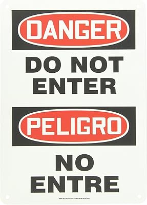Accuform SBMADM139VP Plastic Spanish Bilingual Sign, Danger DO NOT Enter/PELIGRO NO Entre