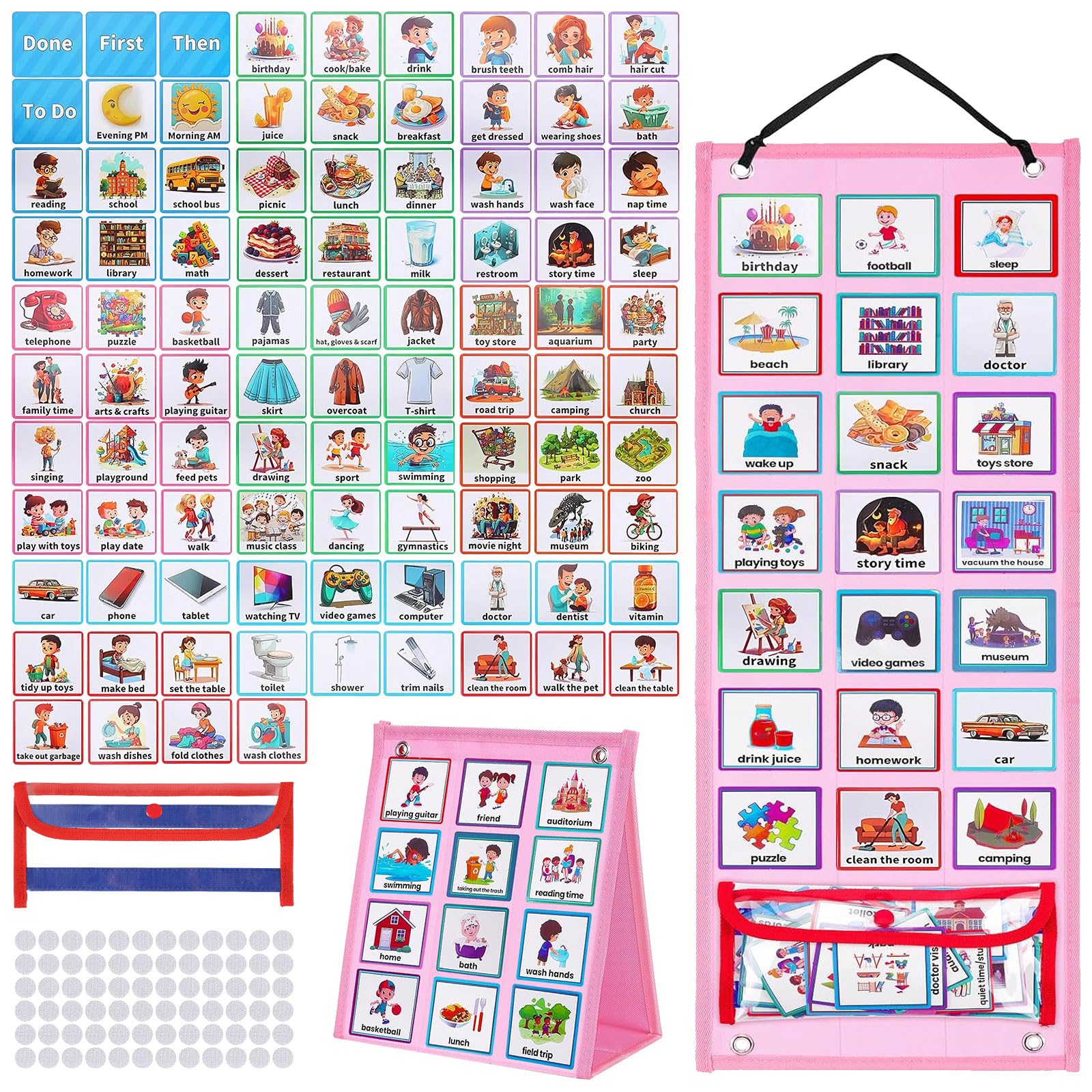PAMIYO Visual Schedule, Visual Timetable for Autism ASD Children, Daily Routine Chart Kids Visual Schedule Calendar for Home School, Speech and Language