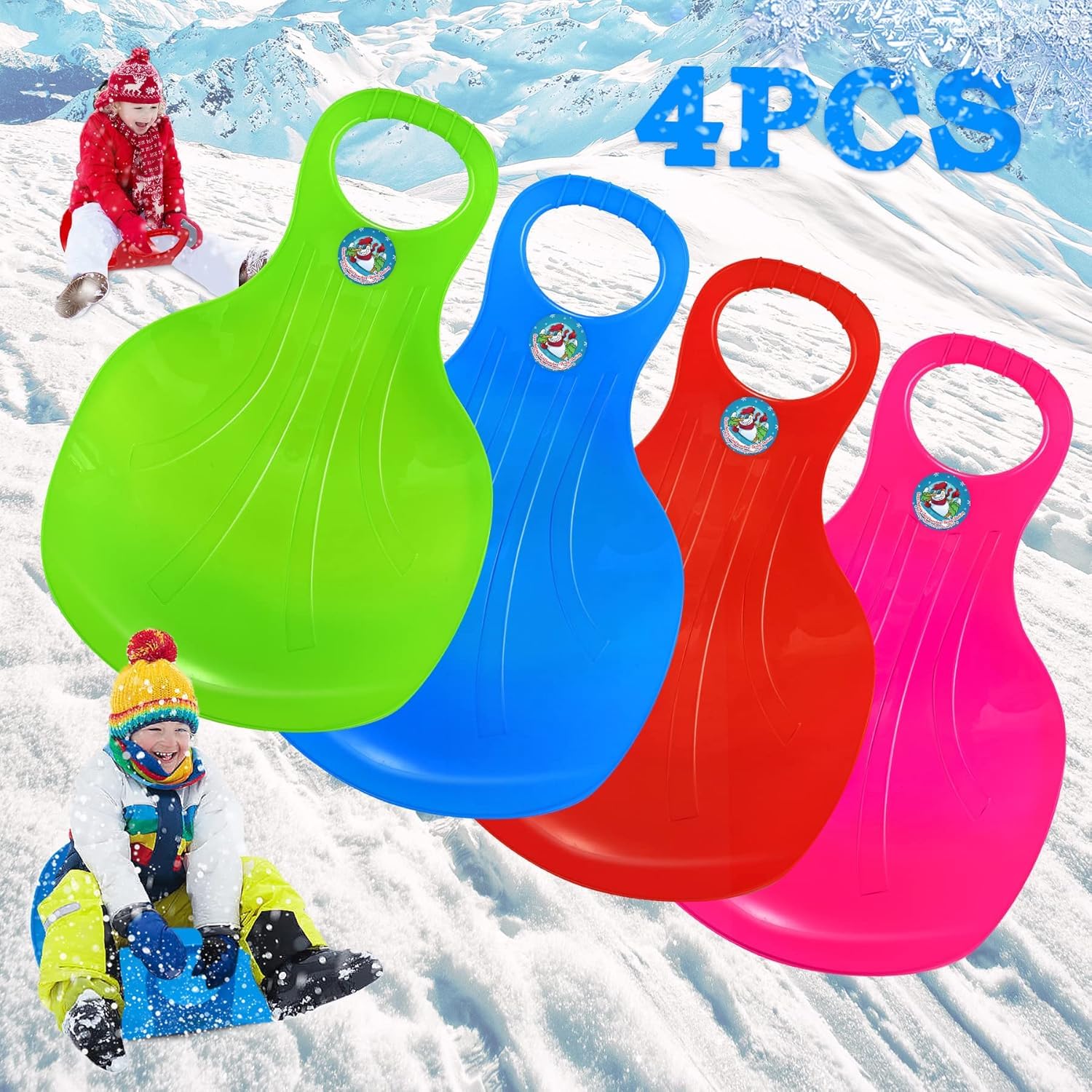 Slittino Da Neve KOTARBAU In PVC – 79x38x16 Cm, Rosso, Con Freni Laterali E Corda, Per Bambini