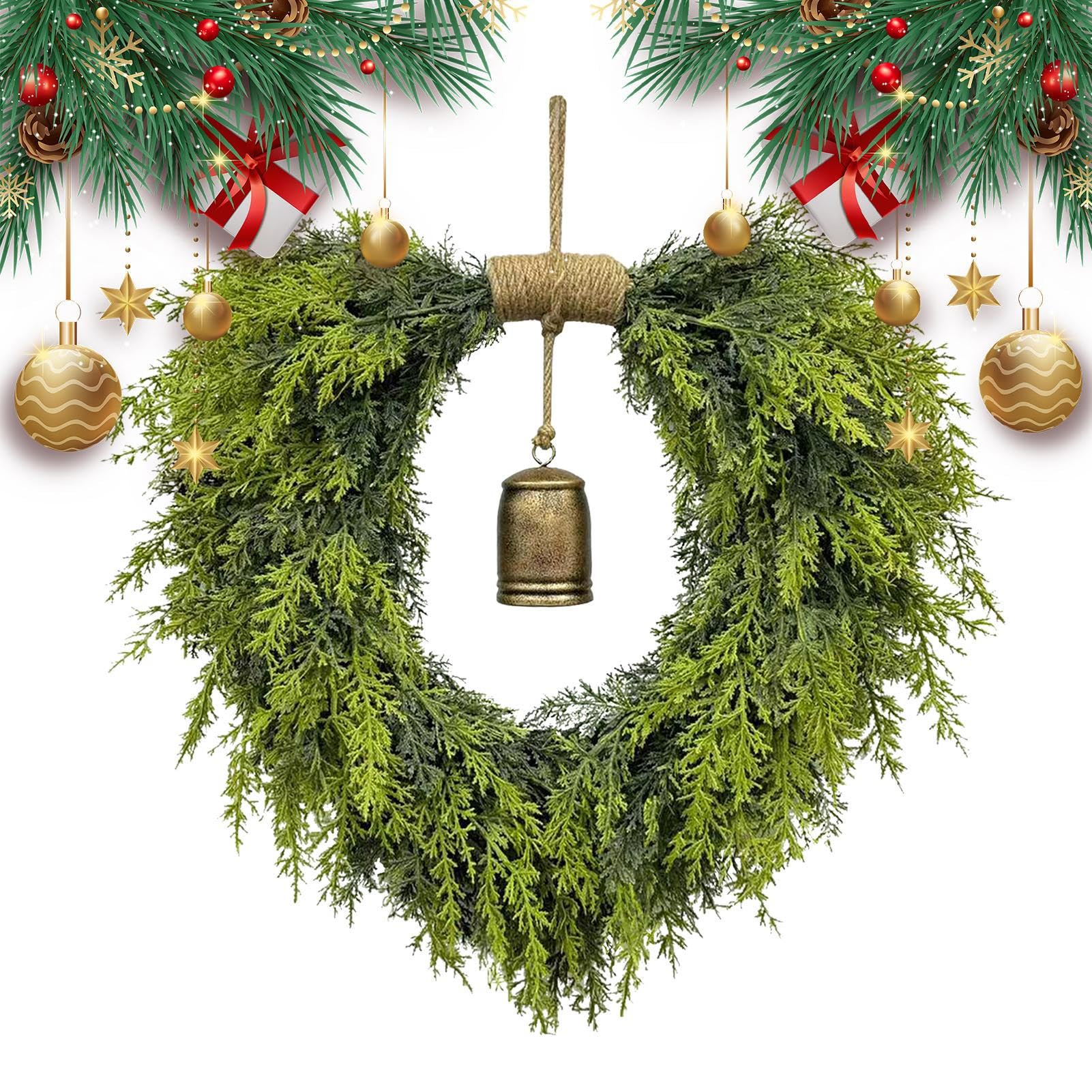 Decoraciones de Navidad | 50 cm – Christmas Front Door Artificial Wreath | Garland – Campanas, Festive Holiday | para puerta frontal Fireplace Wall Festival Home