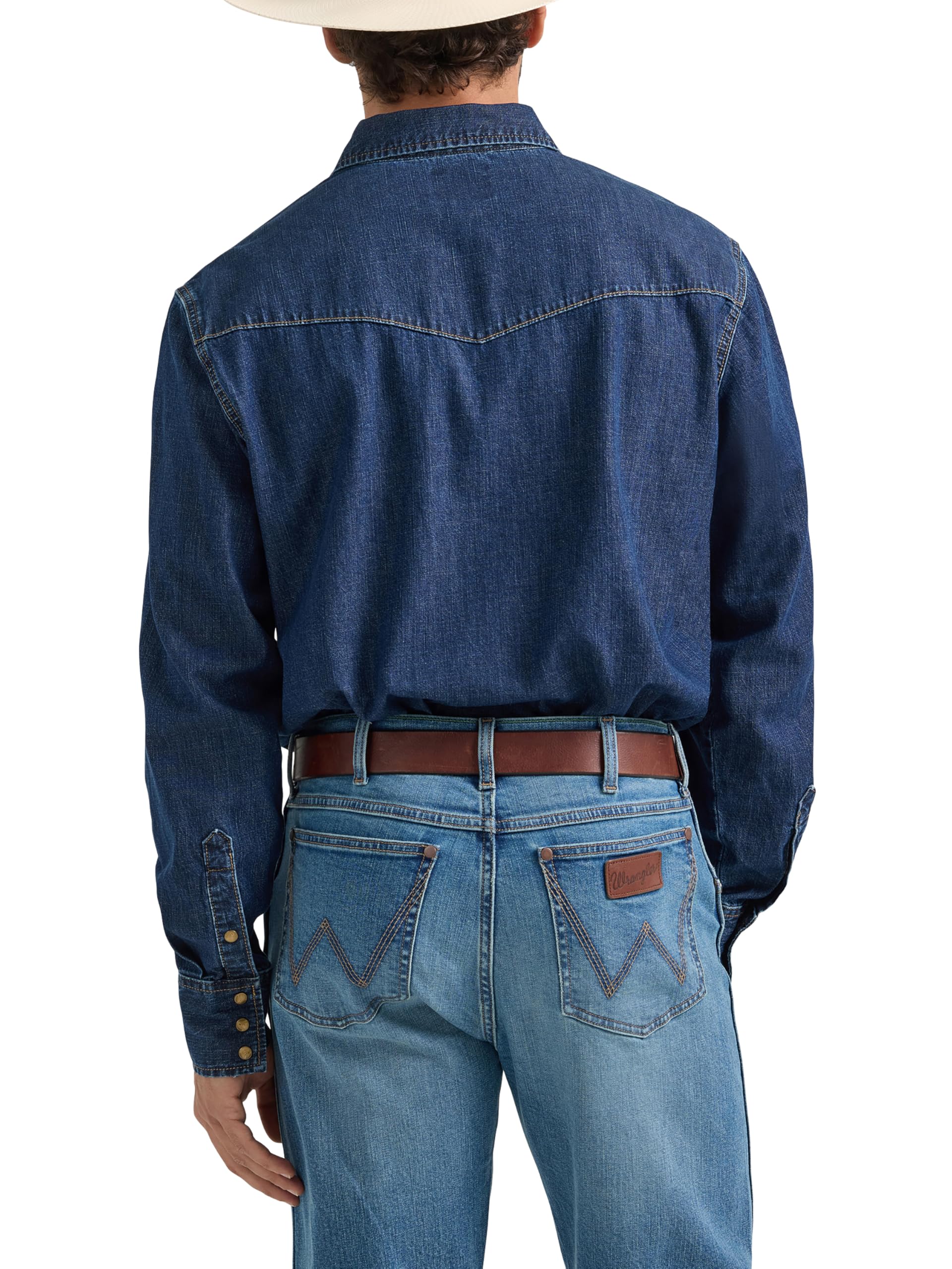 Wrangler Herren Westernhemd mit kurzen Ärmeln und Druckknöpfen, blau, 3X Hoch – Ansicht 2