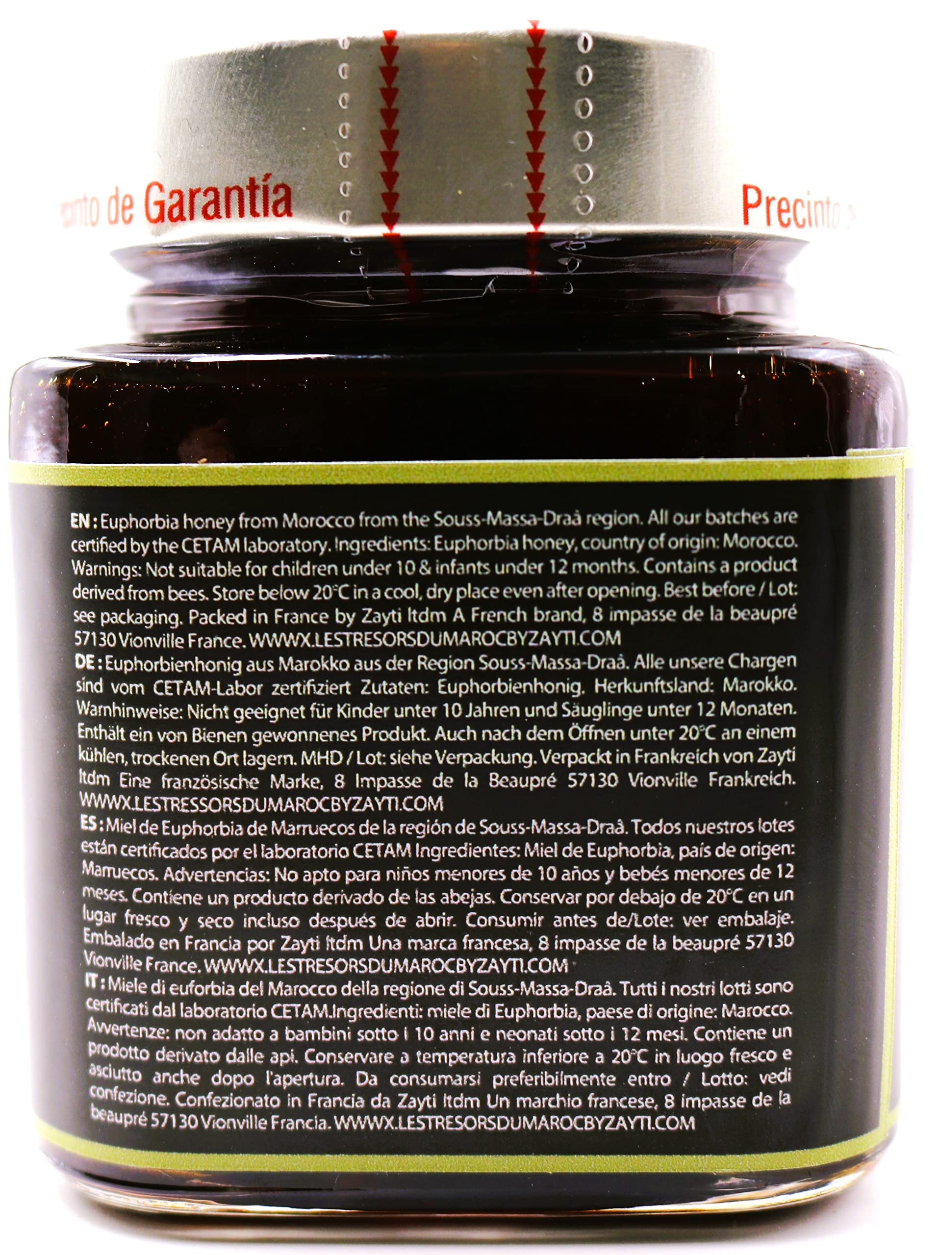 Miel di euforbia (honey) del Marocco 100% puro e naturale vero premium 300 g - qualità più sottile, grande varietà di sapori deliziosi. (300g)