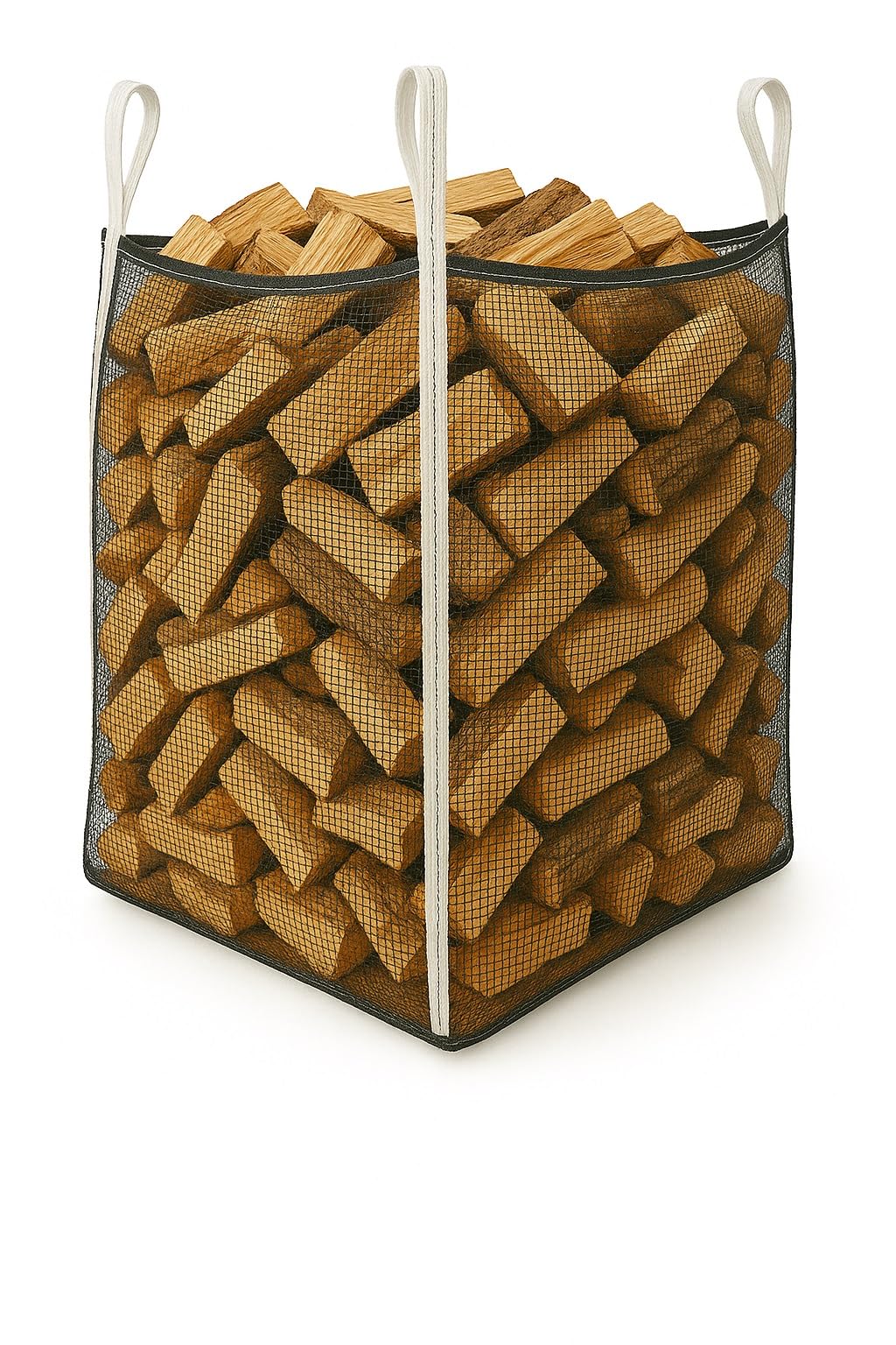Woodbag Holz Big Bag Netzgewebe mit Sternboden 100x100x100/120/140/160cm für Brennholz (ohne Inhalt) (10, 100 x 100 x 120 cm)