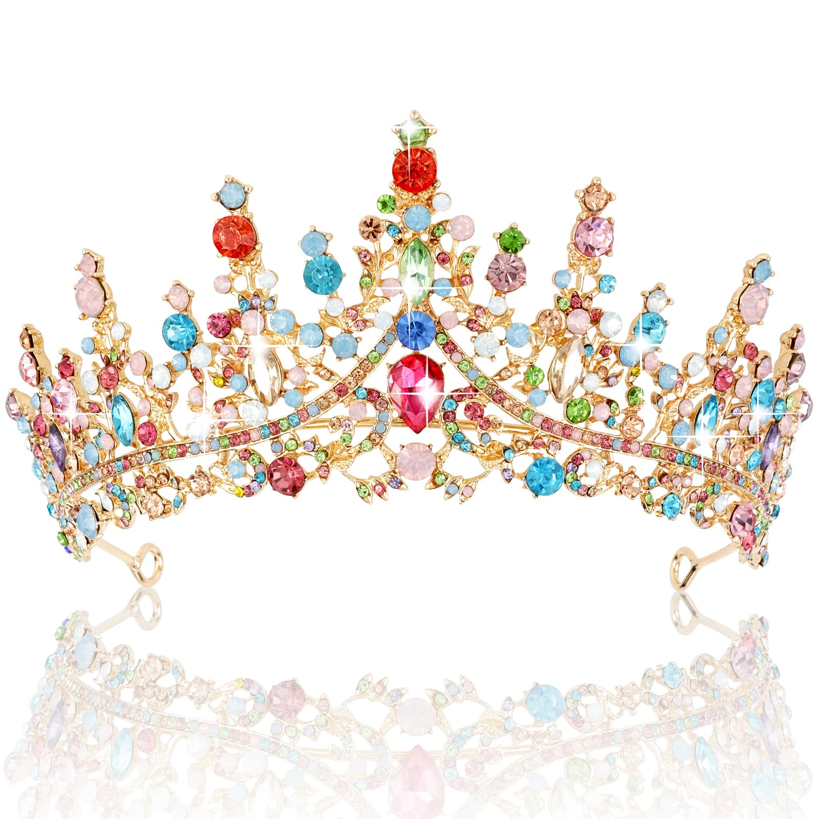 Amazon.com: TOBATOBA Tiaras for Women, Multicolor Tiara Gold  display picture 1