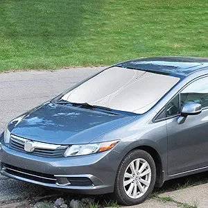 Custom Fit Civic Windshield Sunshade for 2012 2013 2014 2015 Honda Civic Accessories Front Window Shades Cover for Windshield Sun Visor Screen Protector 210T Reflective Blocks UV Rays Heat Keep Cool