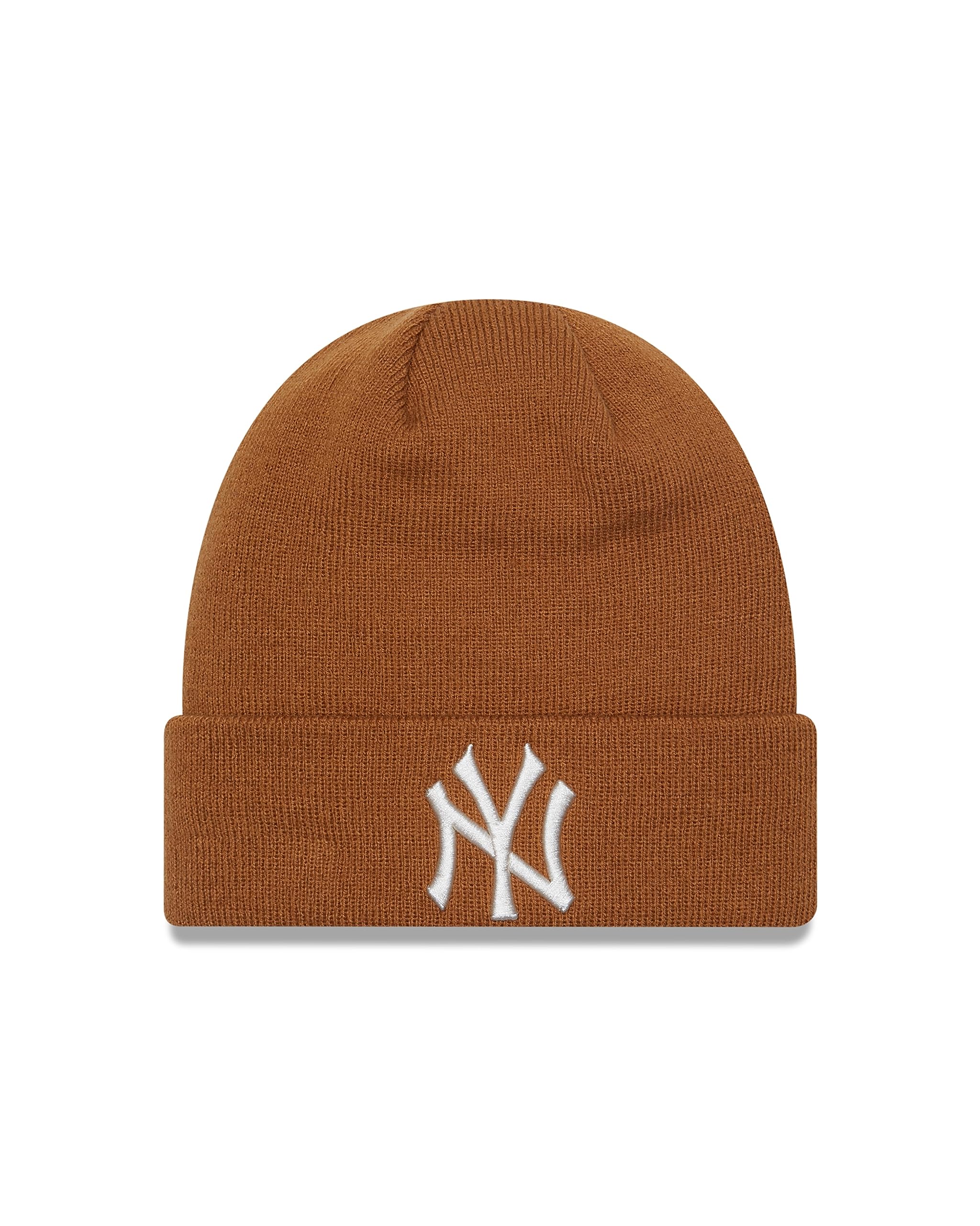 New Era Men's Beanie-Yankees-Brown#32234 New York Yankees Mlb League Essential Brown Cuff Knit Beanie - One-Size