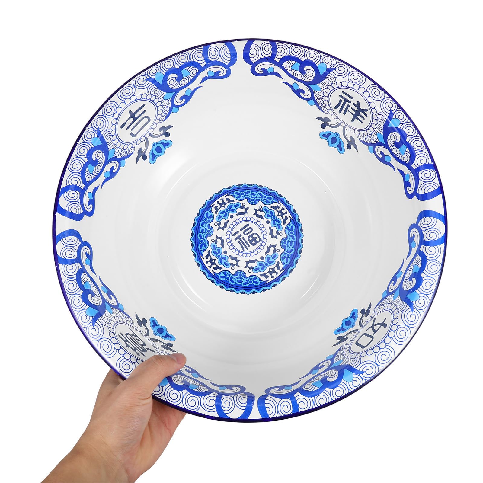Tazón de Esmalte Vintage Azul, Gran Capacidad, Resistente al Calor