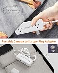 Adaptateur de prise européen, 4 AC Sorties 5 USB Ports (3 USB-C), Type E/F Plug Adaptateur pour le Canada vers l'Europe Allemagne France Espagne Grèce Italie Cruise Travel Essentials, 5Ft