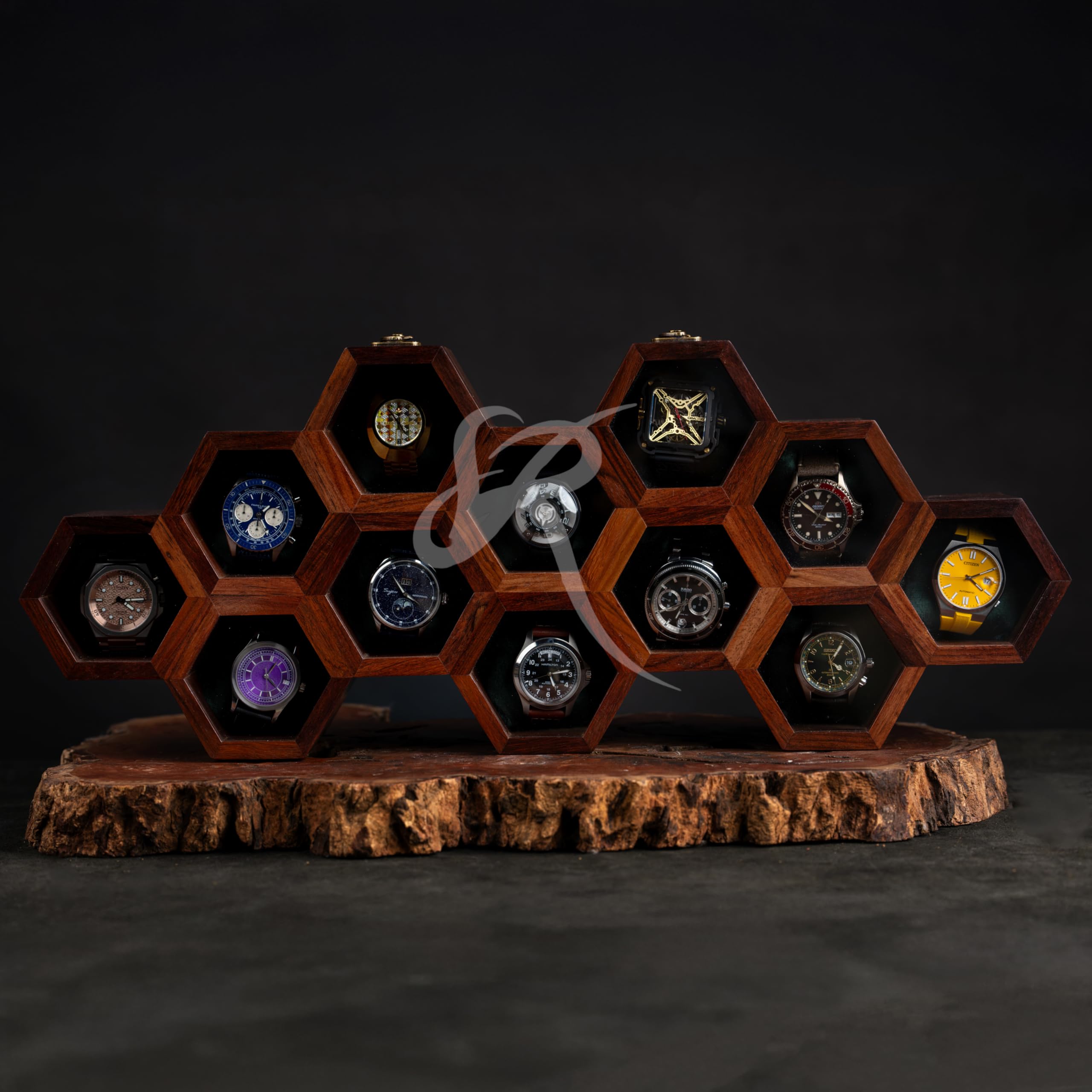 Royal Craft Expertise Premium-Uhren-Vitrine für 12 Uhren – einzigartiges Geburtstagsgeschenk für Männer – 12 Steckplätze indische Palisander Herren-Uhrenbox & Uhrengehäuse