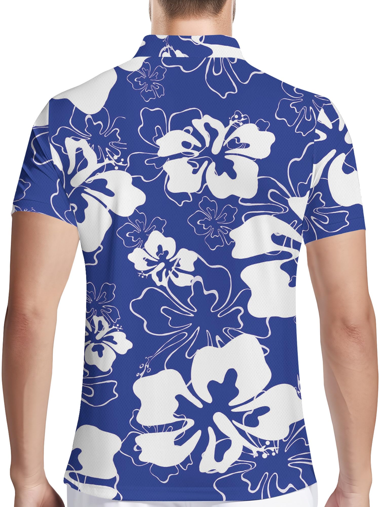 PAGYMO Golf Shirts for Men Crazy Hawaiian Print Funny Mens Polo Shirt Aloha Floral Shirt, X-Large, Aop-polo-92463