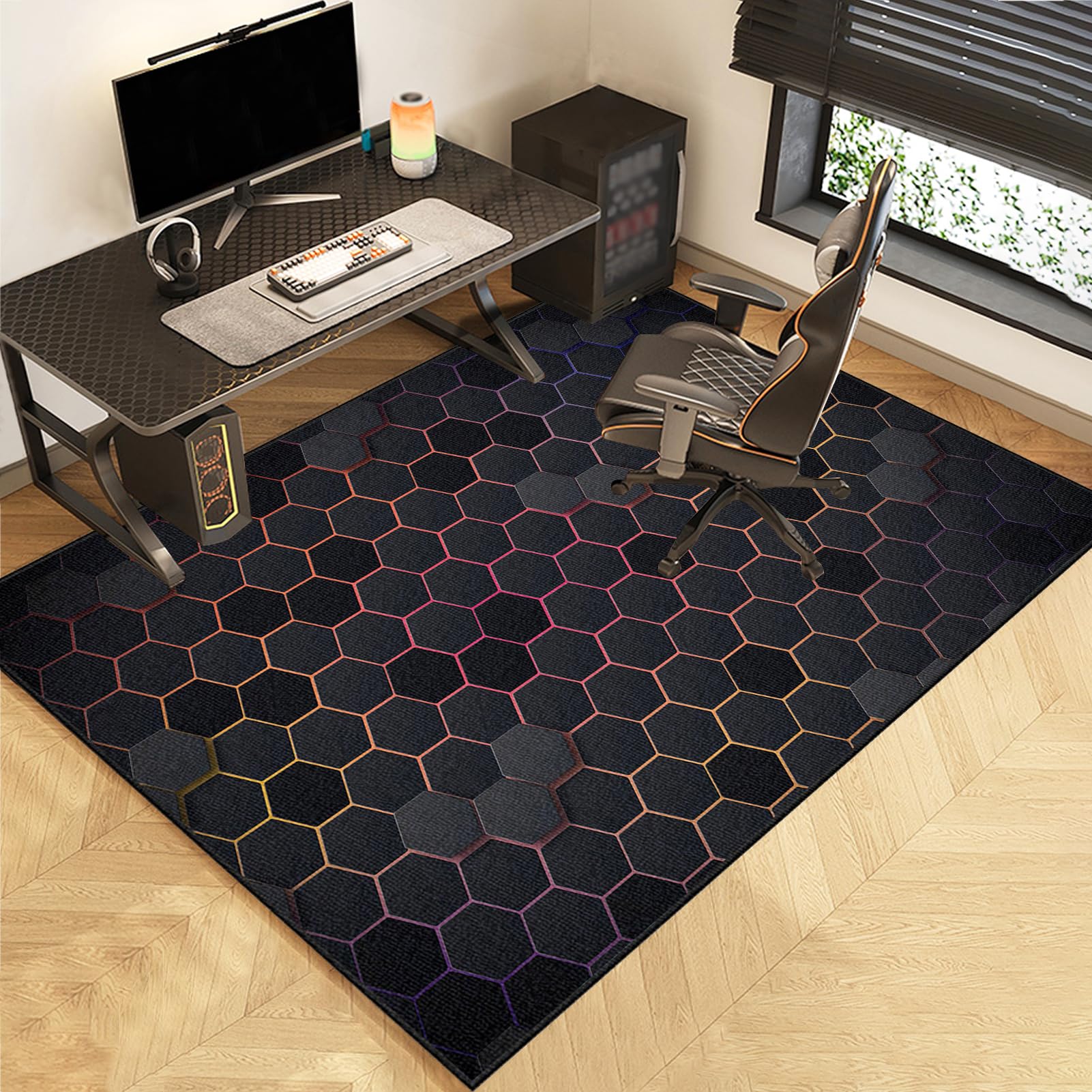 Office Chair Mat for Carpet & Hardwood Floors 180 x 230 cmGaming Chair Mat Under Desk for Carpet Heavy Duty Floor Protector Mat, Low-Pile Anti-Slip Gaming Rug, Rolling Chair Mat for Home Office