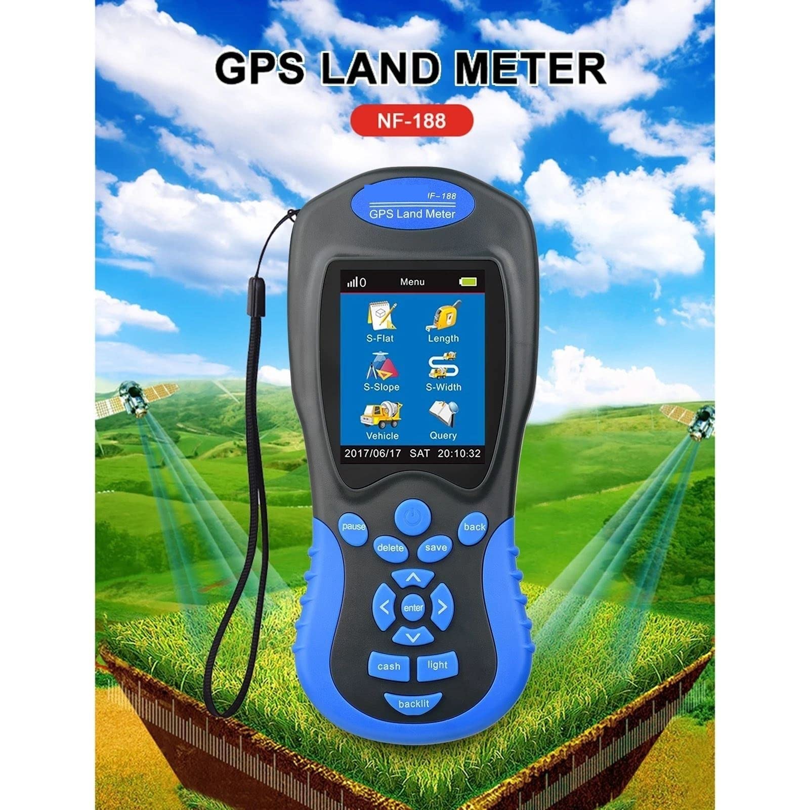 Ręczny miernik terenu GPS NF-188 GPS Land Meter ręczny cyfrowy LCD urządzenie do pomiaru długości obszaru uprawnego, zewnętrzne narzędzie pomiarowe do geodezji grenlandii Narzędzie pomiarowe do pomiar