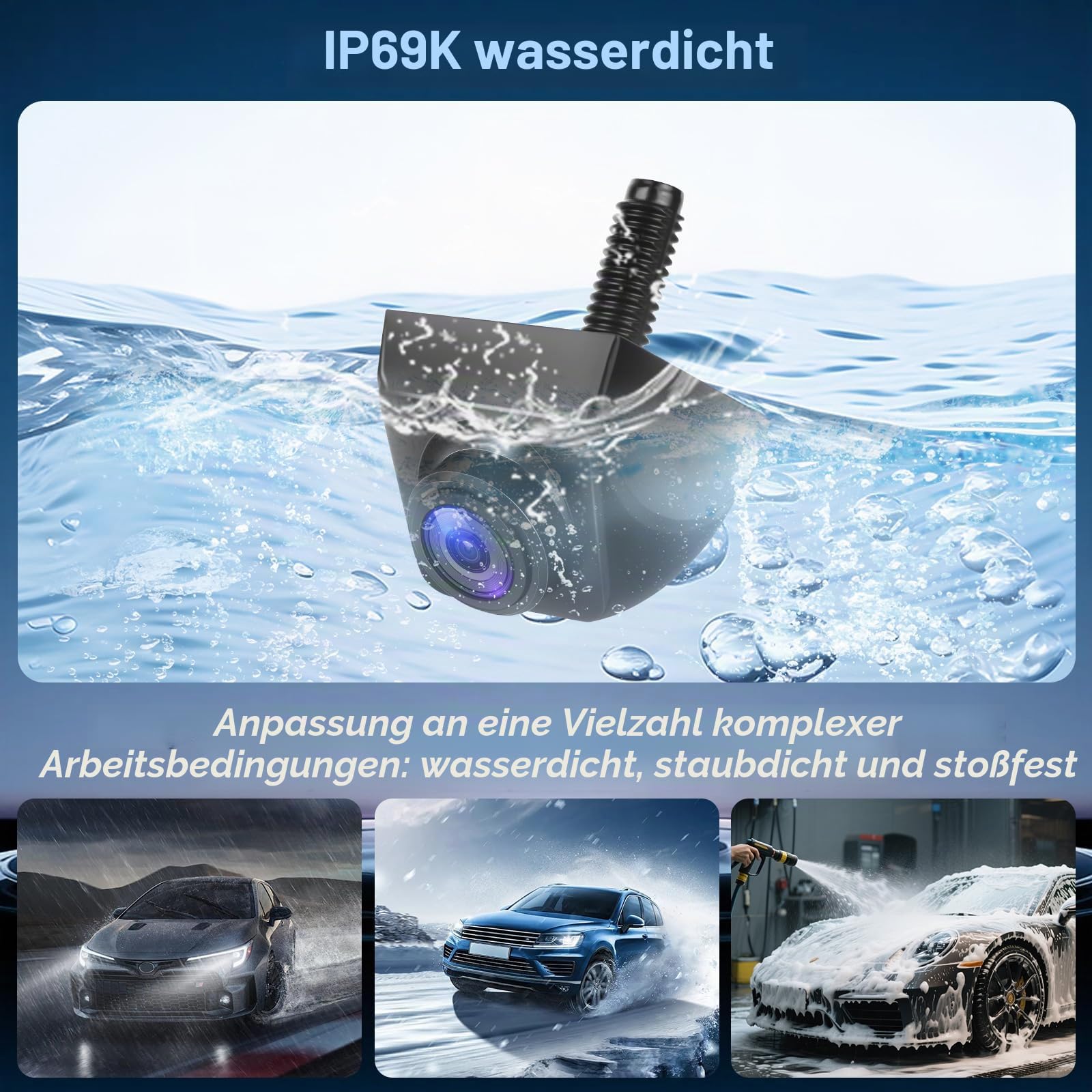 AHD 1080P Auto Rückfahrkamera 170º Weitwinkel Nachtsicht Auto 360° Drehbar Rückfahrkameras IP69 wasserdichte Universal Rückkamera für Wohnmobil SUV Pickup Van.