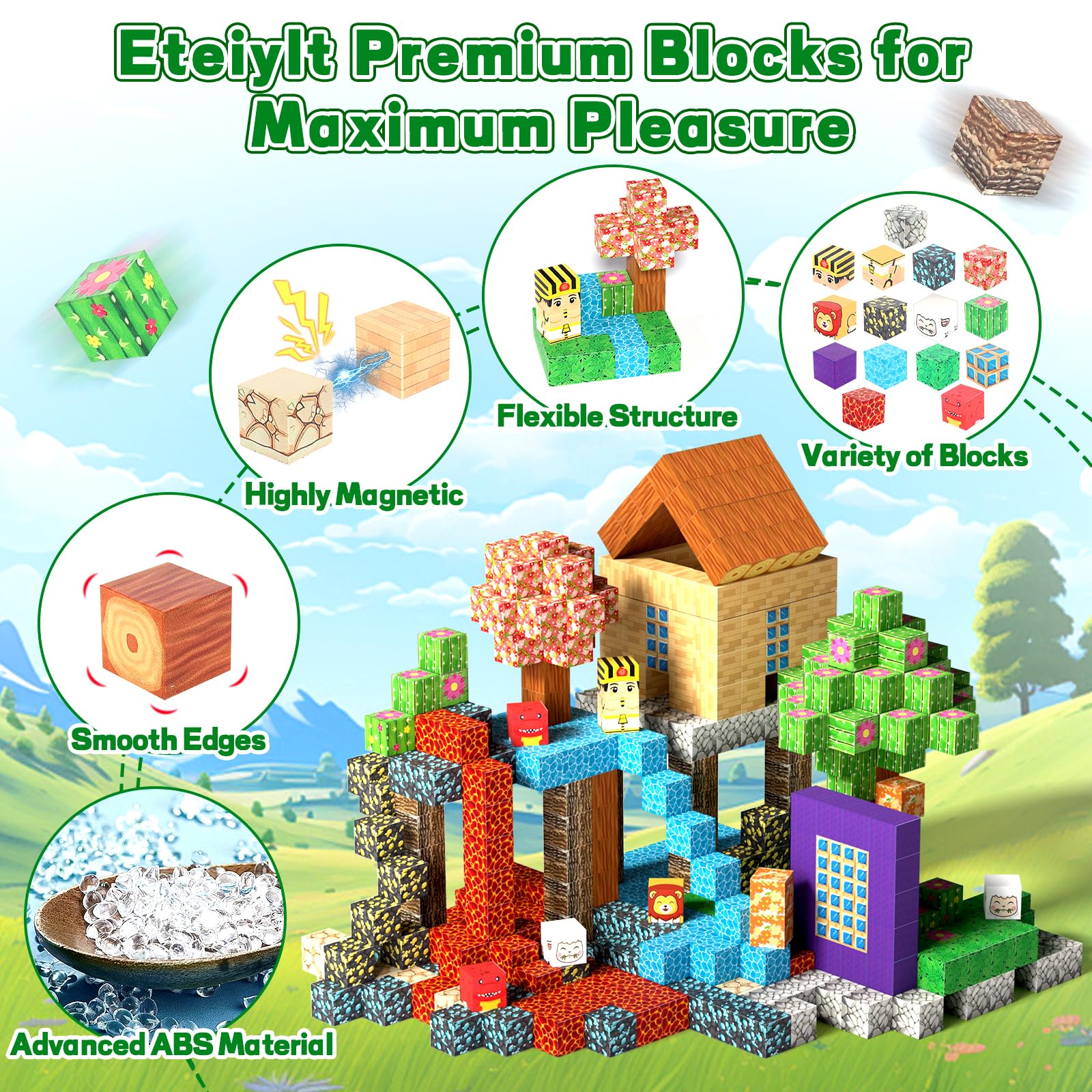 150 Piezas Cubos Magnéticos, Construcciones Magnéticas Bloques, Bloques de Construcción Magnéticos, Juguetes de Construcción de Cubos Magnéticos, Juguetes Creativos para Niños y Niñas Partir de 3 Años