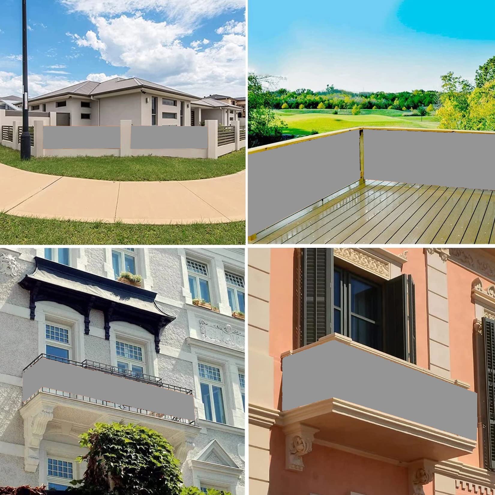 KUAW Telo Parasole Rettangolare Impermeabile 7x7M per Balconi Arredo Giardino Gazebo Copertura Pergolato Telo Ombreggiante Vela Impermeabile Ombreggiante Parasole Protezione Raggi UV, Grigio Chiaro