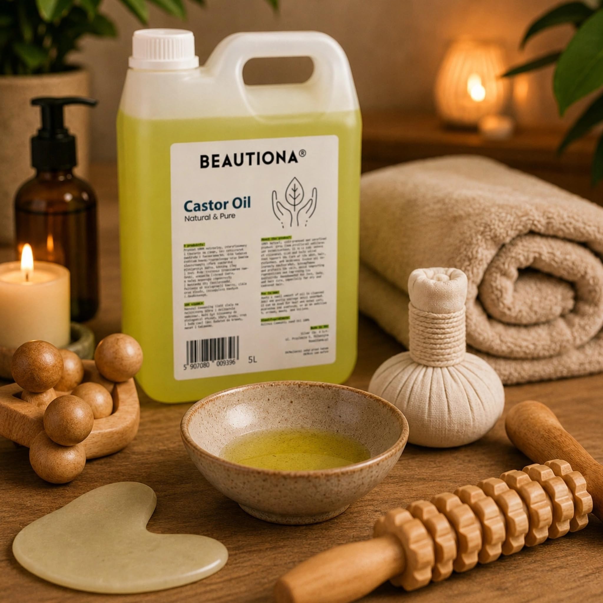 Olio di ricino da 5 l, spremuto a freddo, non raffinato, olio cosmetico