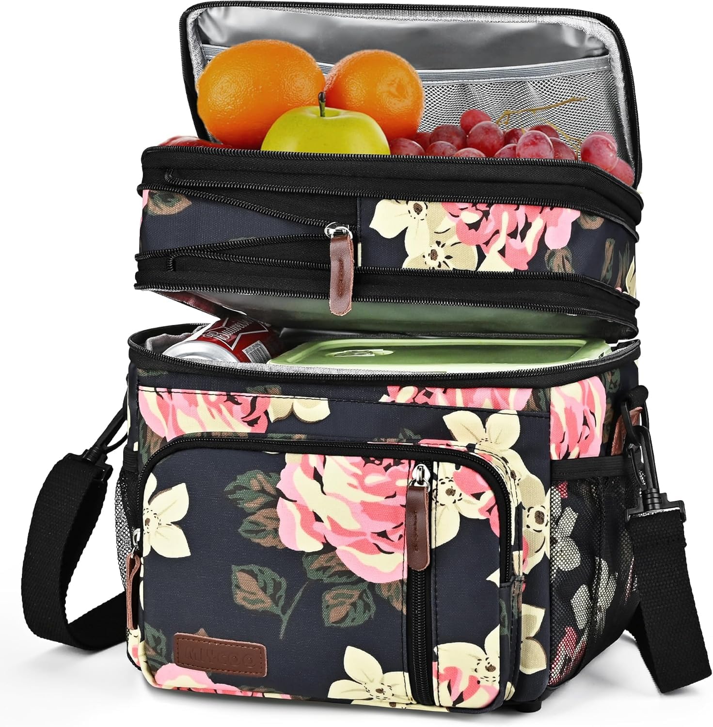 MIYCOO Lunch Bag for Women &amp; Men, Expandable Double Deck Lunch Box, 15L