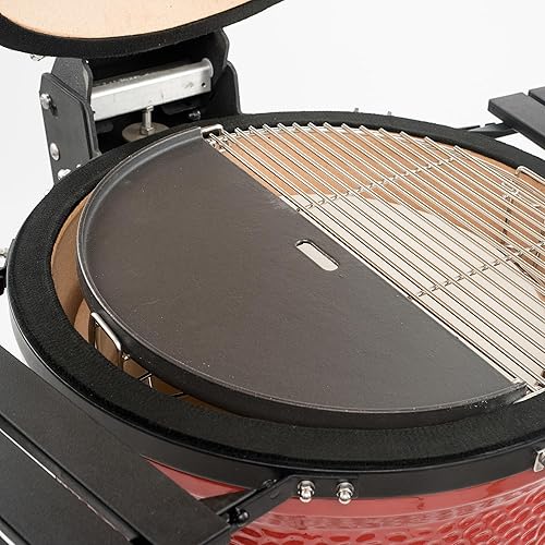Miniatura 4 de Kamado Joe Parrilla de Hierro Fundido Reversible de Media Luna con Superficie Plana y Acanalada para Parrilla de Carbón y Ahumadores Classic Joe en
