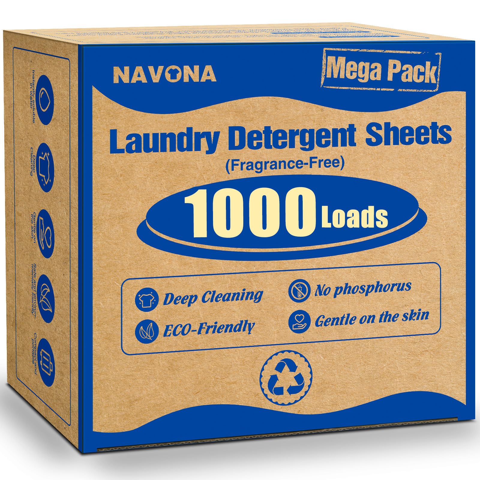 Photo 1 of 1000 Loads Mega Pack Laundry Detergent Sheets, Eco-friendly Laundry Sheets, Powerful Cleaning, Suitable for Homes, Dorms, and Apartments- [Fragrance-Free]
