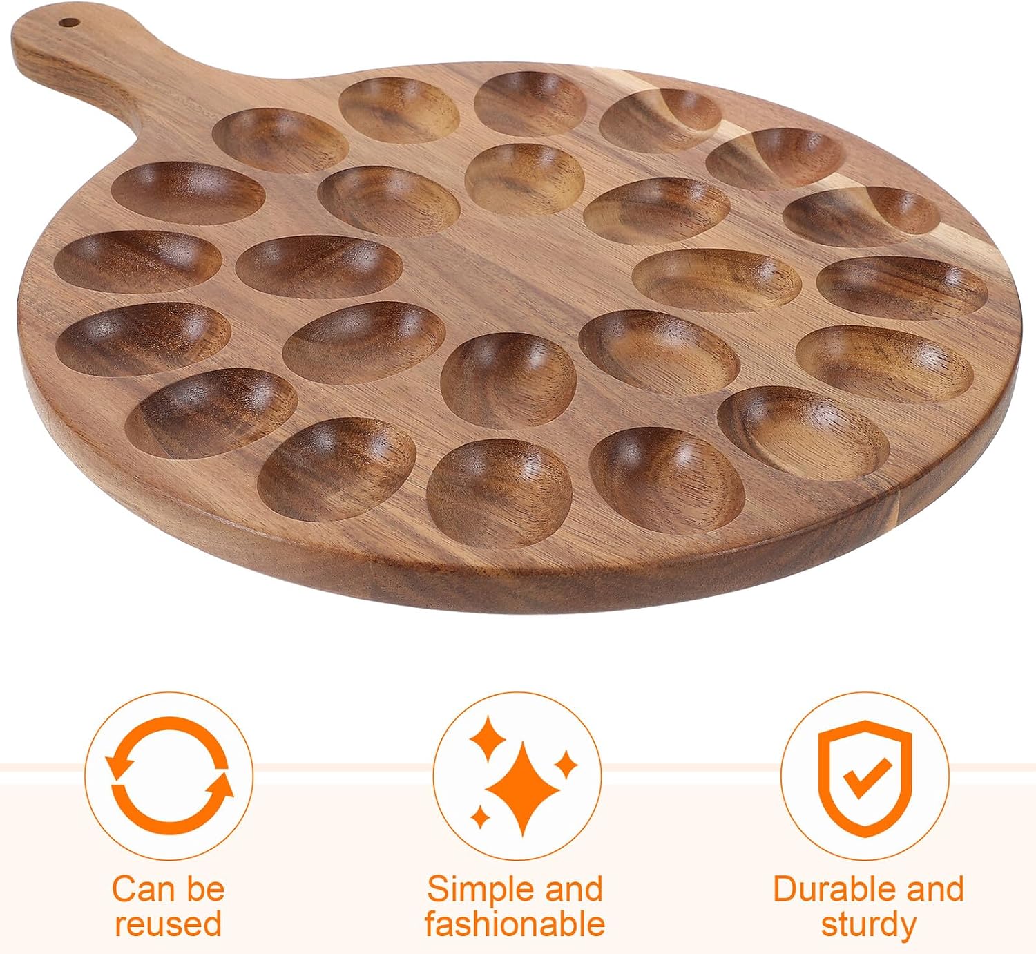 KESYOO Deviled Egg Serving Platter Reversible Wooden Egg Tray for Holiday Parties and Gatherings Acacia Wood for Home Kitchen Appetizers