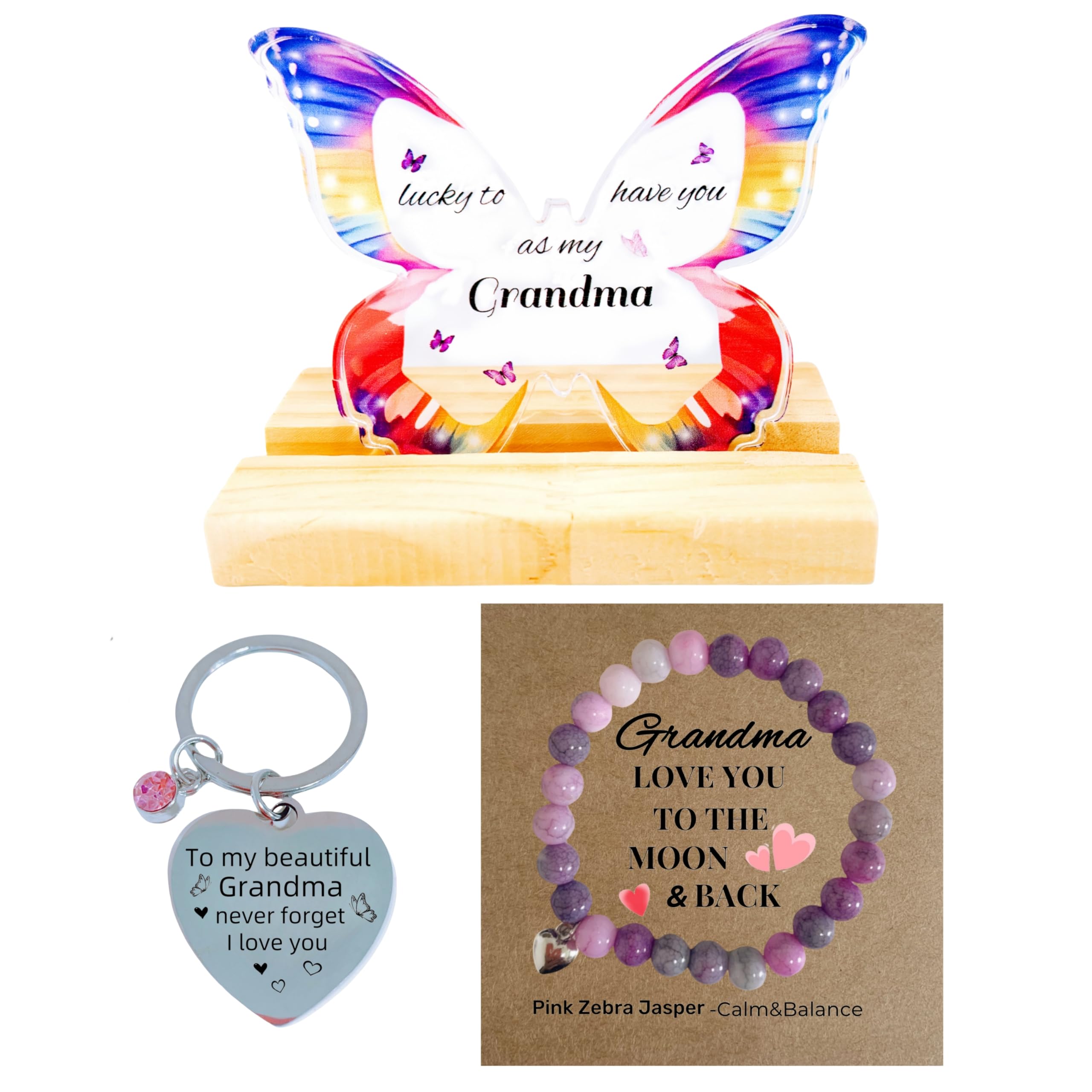 Woshidefa Multicolor Grandma Gifts - Thoughtful Gifts For Grandma, Grandma Birthday Gifts, Meaningful Presents For Grandma, Grandmother Butterfly Decor (, Grandma)