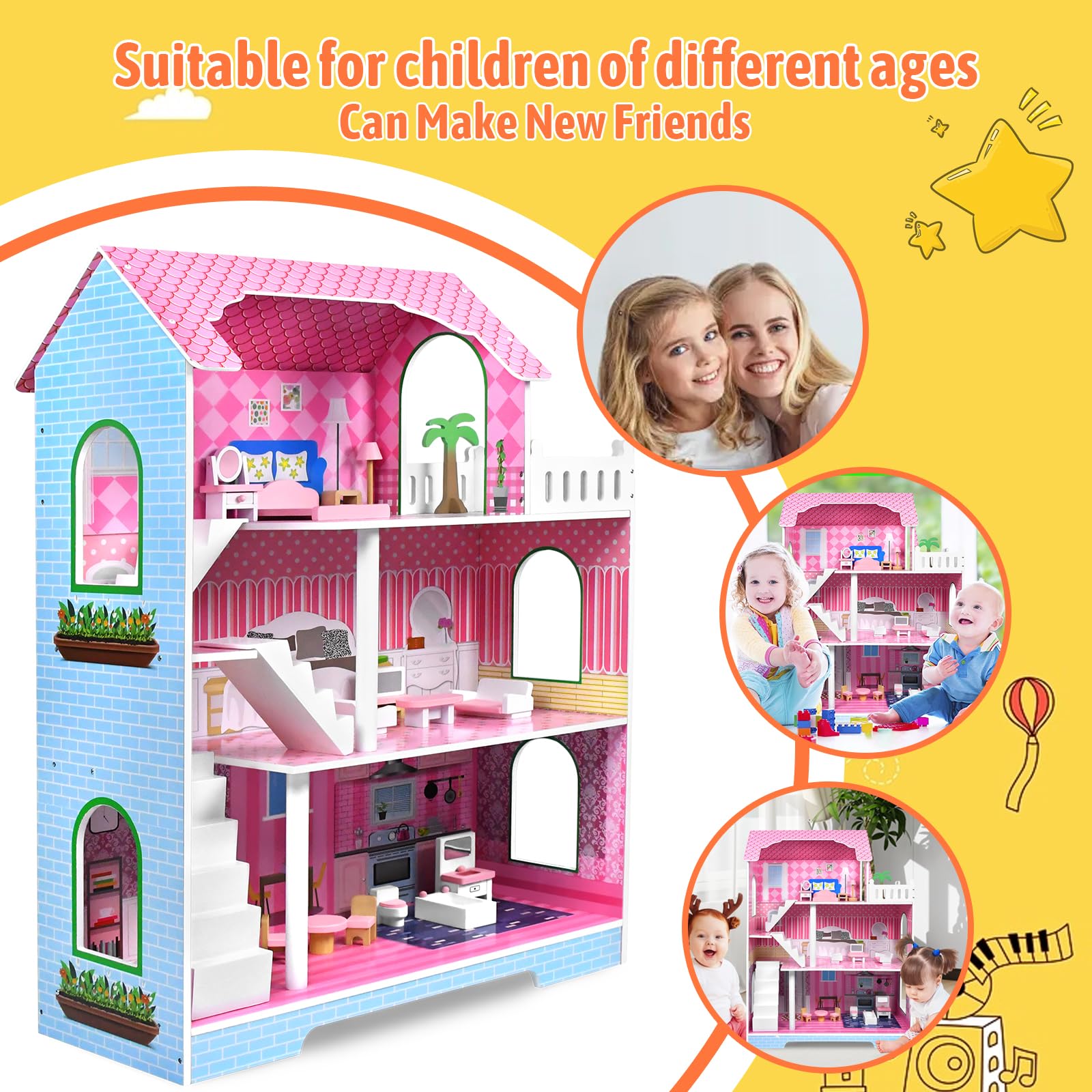 Party Town Puzzle 3D Dreamy Doll House – 160 Pièces, 170 Min De Montage, Sans Outils – Dès 8 Ans – Maison De Poupée Multicolore