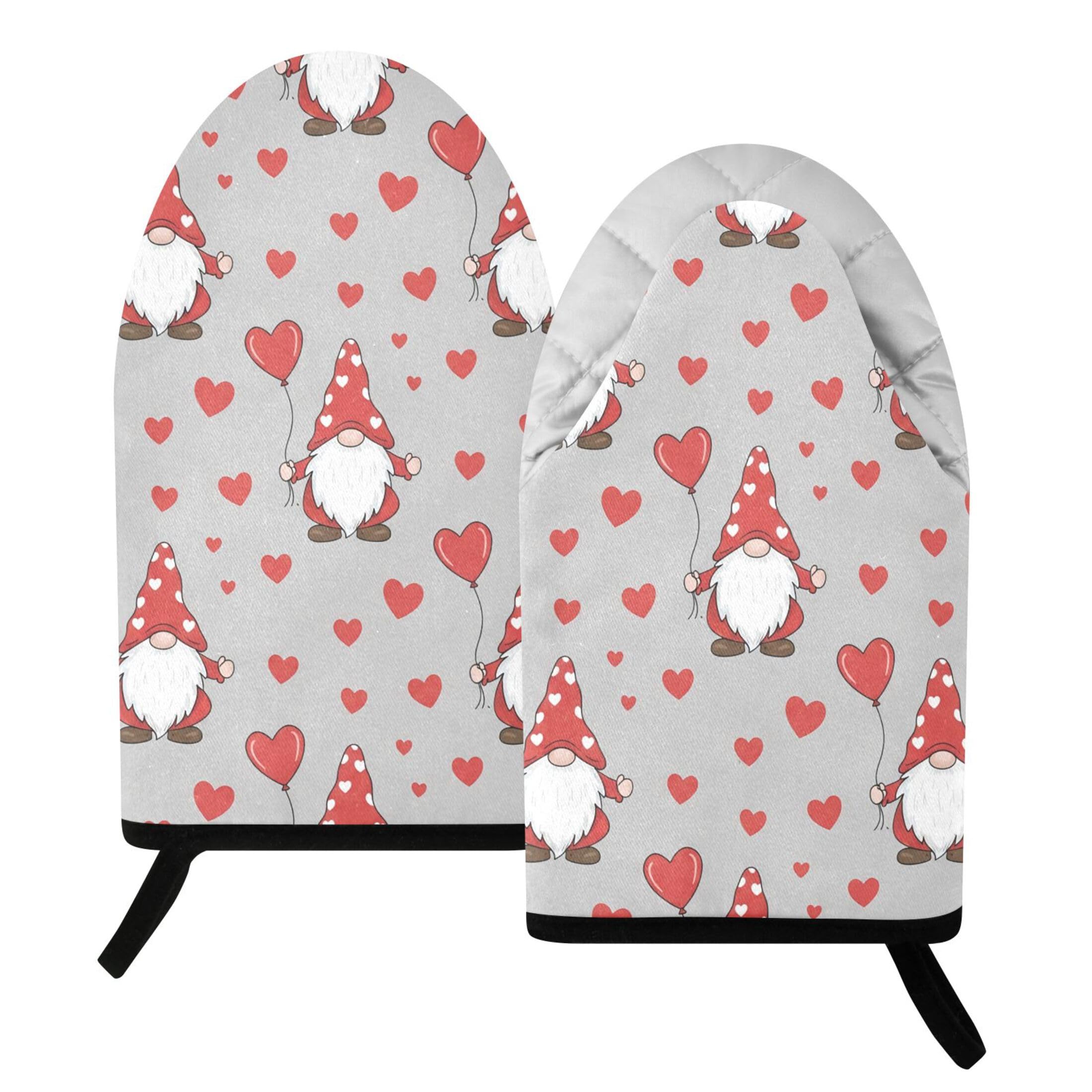 Kutsu Gnomes Oven Mitts for Kitchen, Heat Resistant Cotton Oven Gloves for BBQ Baking Cooking, Breathable Kitchen Essentials, 2 pcs