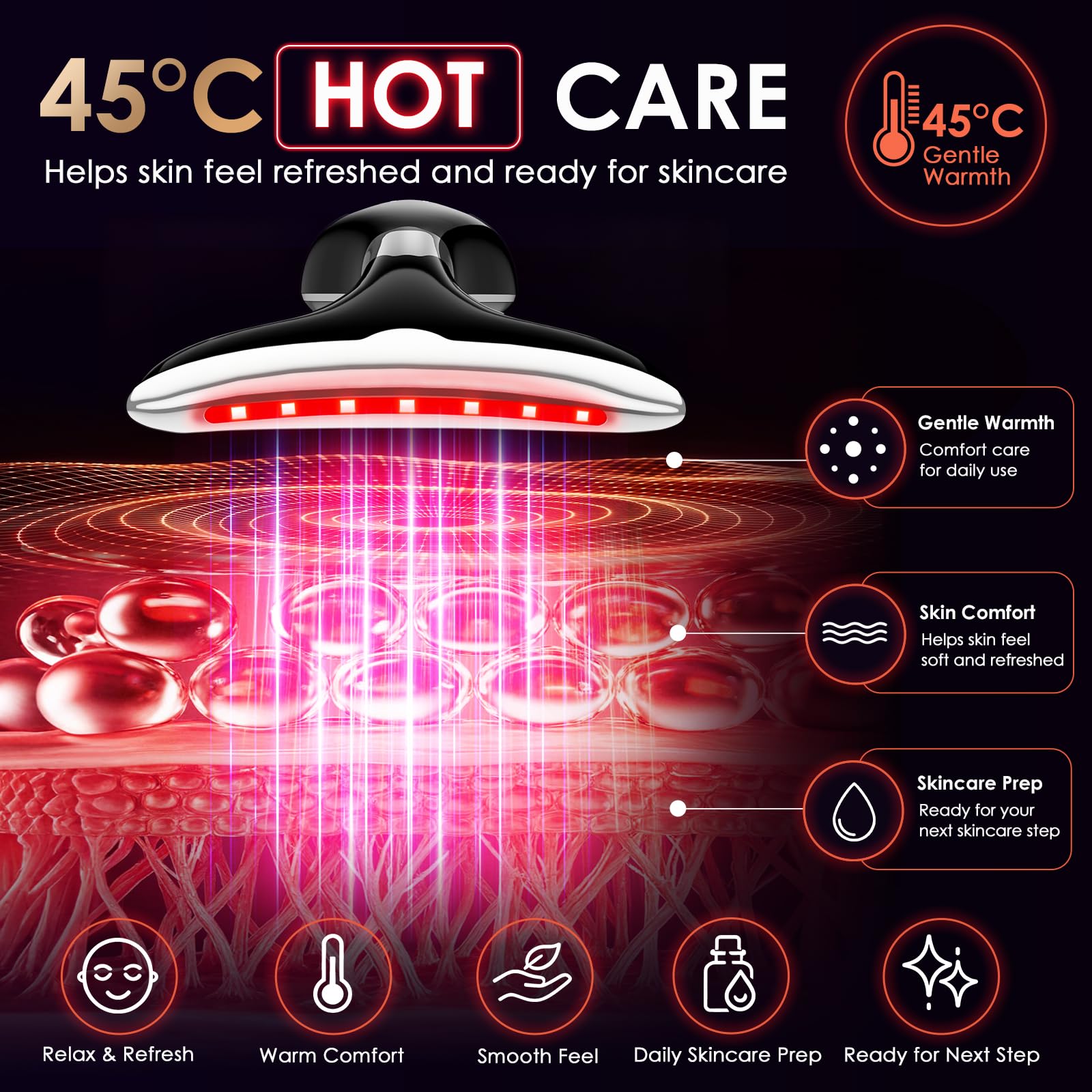 Masajeador facial de cuello, varita de terapia de luz roja, herramientas para el cuidado de la piel, dispositivo de belleza LED de 7 colores para uso doméstico, herramienta de escultura facial con
