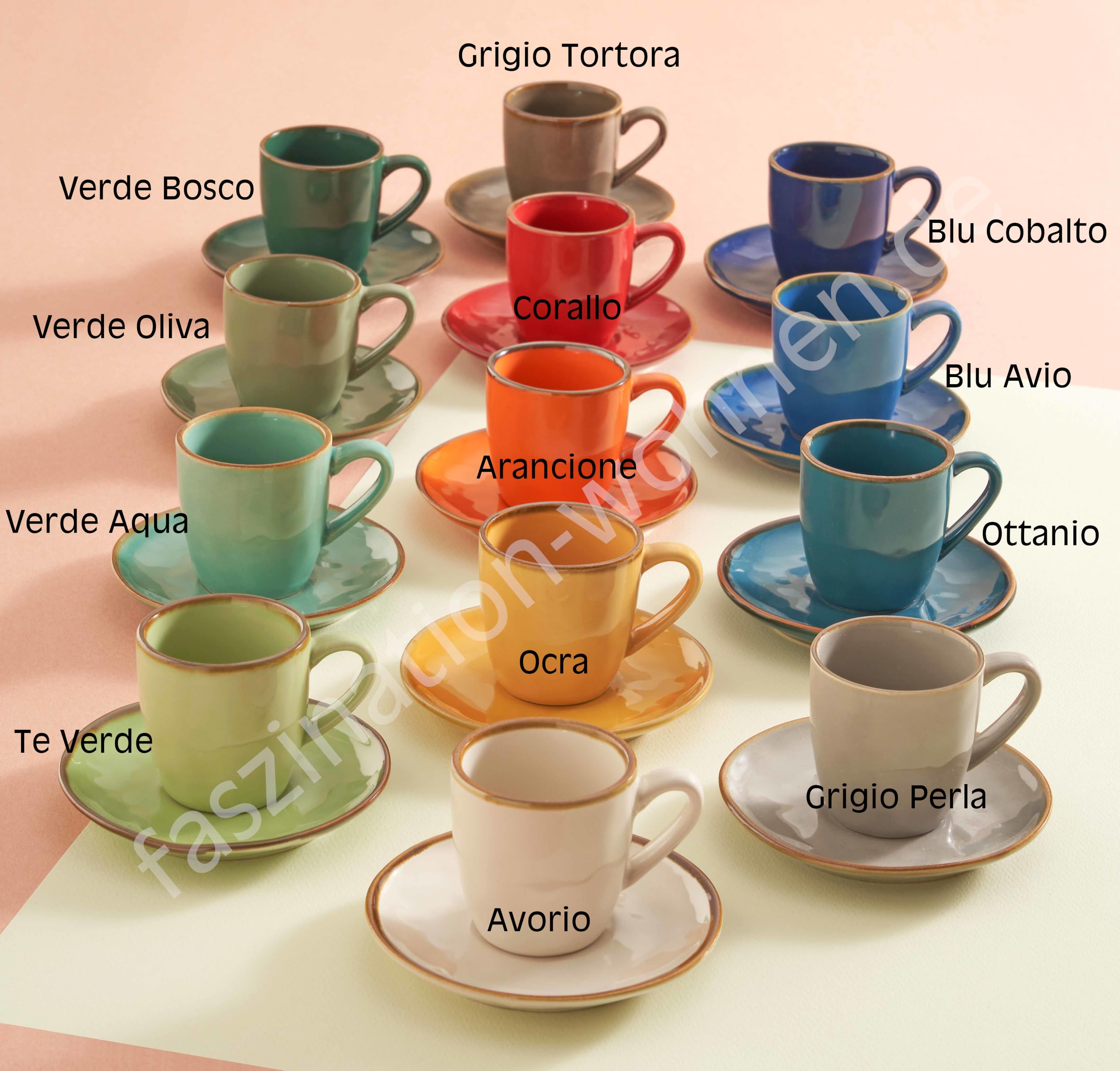 Espressotasse mit Untertasse Mokkatasse Gelb Espresso Tasse italienisch Steingut mediterraner Italien Retro Stil Küche, Haushalt & Wohnen