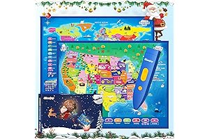 Interactive Talking USA Map for Kids, A Bilingual Educational Toy for Ages 4-10