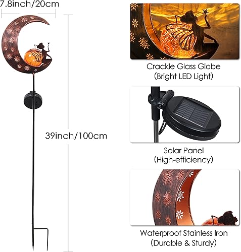 Miniatura 3 de TERESA'S COLLECTIONS Decoraciones artísticas de patio al aire libre, decoración de patio trasero de luna para exteriores, decoración de jardín de