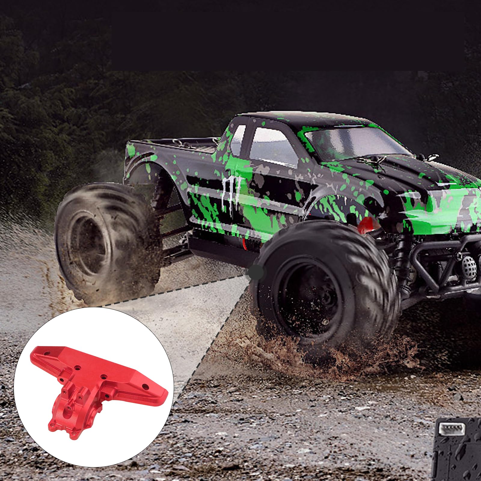 RC Car Copertura Cambio Ingranaggi Rear Pezzo Elemento Sostitutivo Posteriore Compatibile CNC Alluminio Adatta per Auto Radiocomandate, Rosso