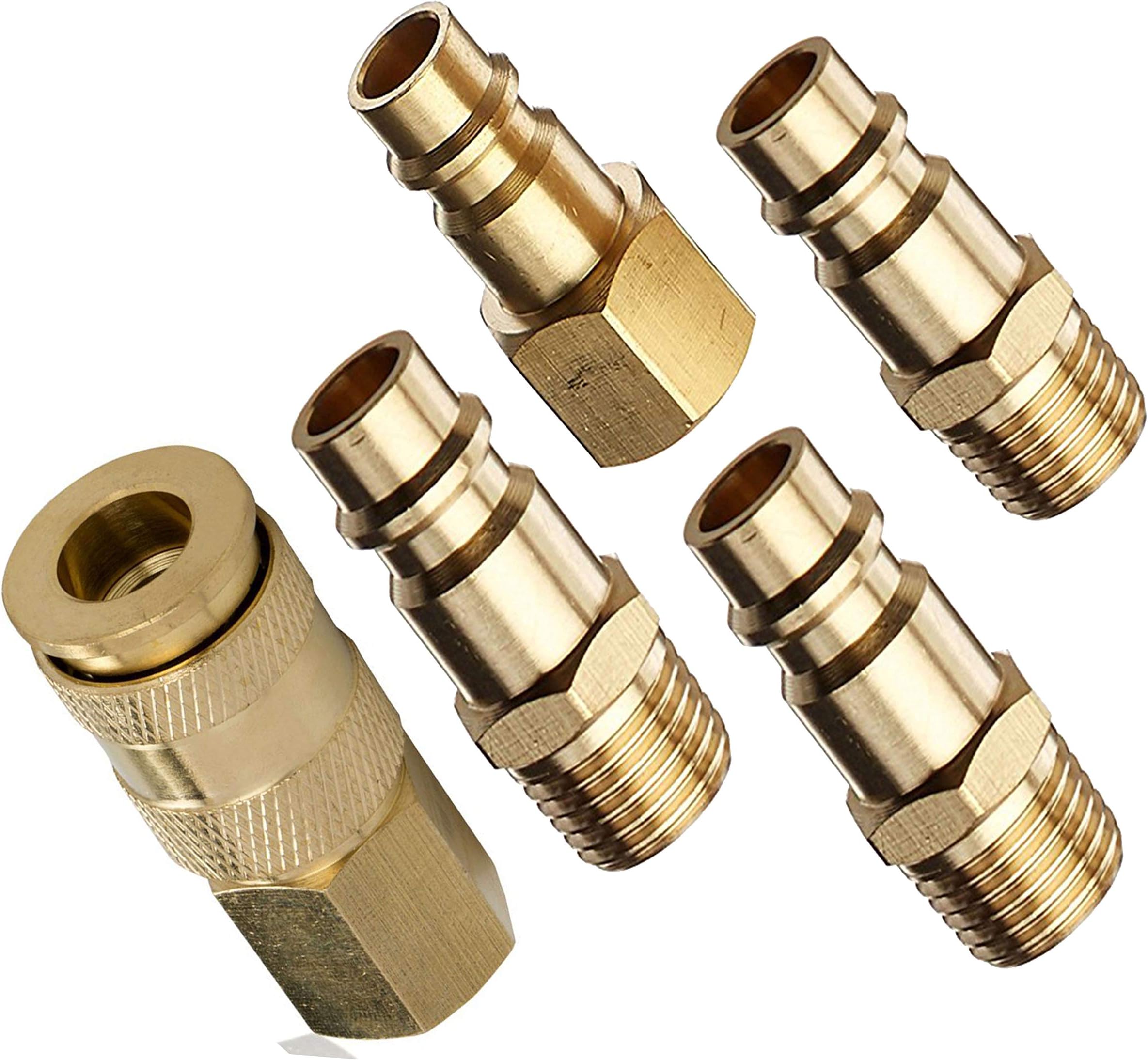 1/4" NPT Air Coupler Plug Kit - Air Hose Connectors Set - Compressor Fittings - Quick Coupler