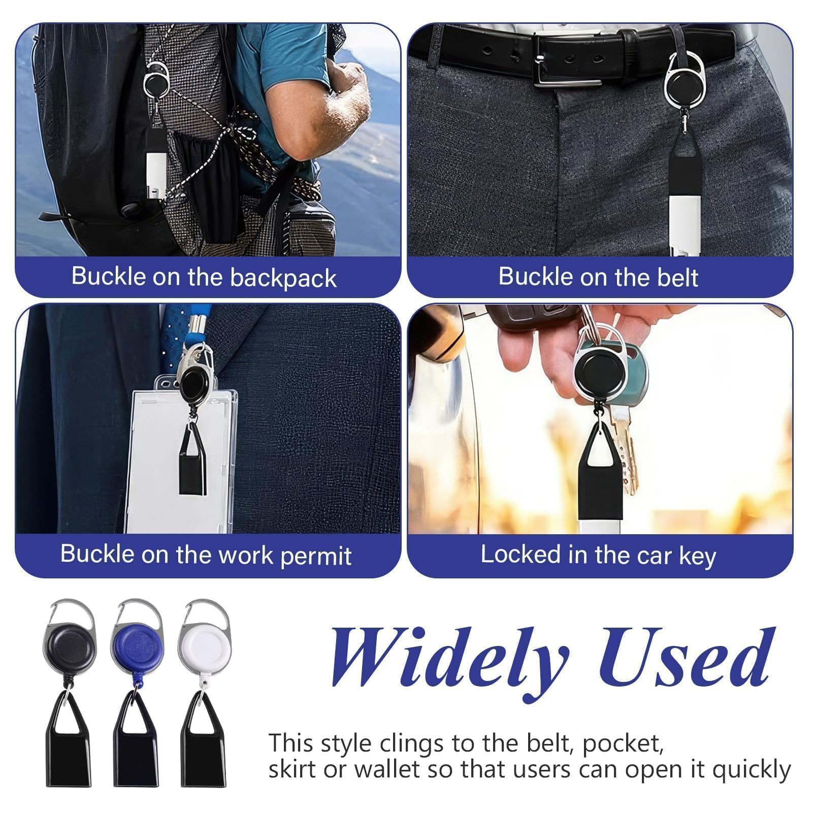 Porta Accendino Allungabile Set 3 | Con Cavo Retrattile Fino A 60 Cm | Color Nero, Blu, Bianco | Antifurto E Pratico - Foto 3